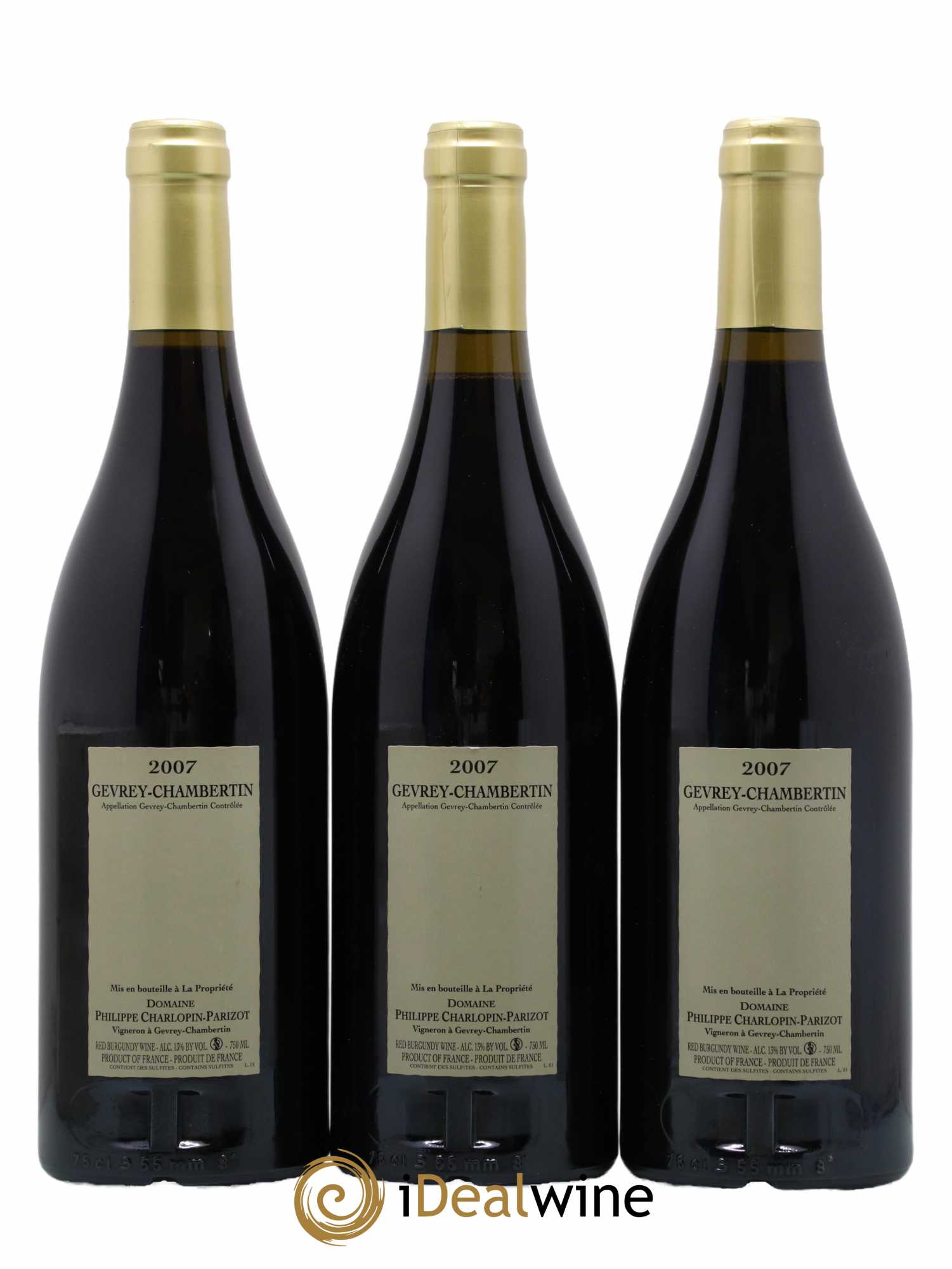 Gevrey-Chambertin La Justice Charlopin-Parizot 2007 - Lot de 3 bouteilles - 1