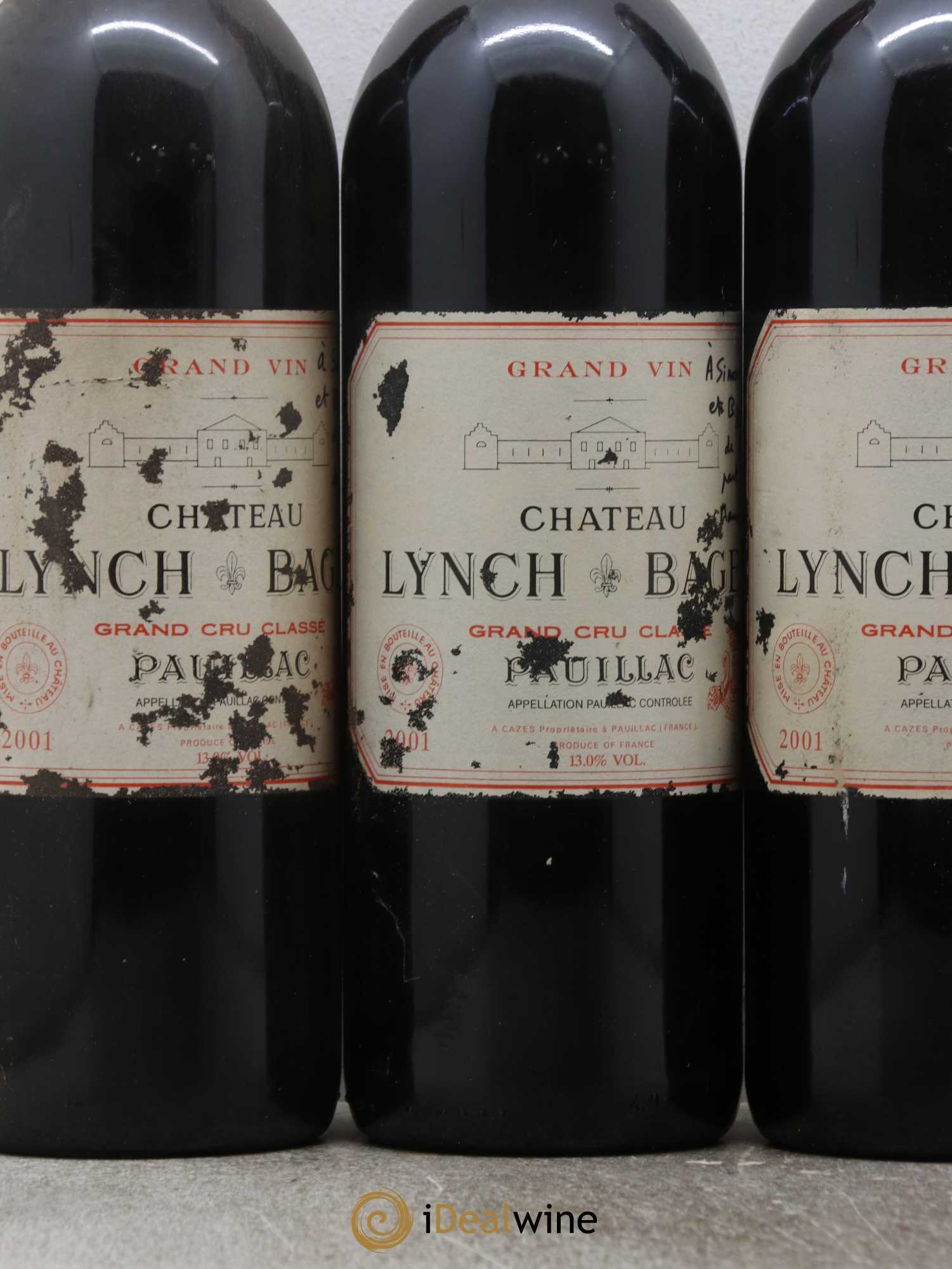 Château Lynch Bages 5ème Grand Cru Classé 2001 - Lot de 3 bouteilles - 1