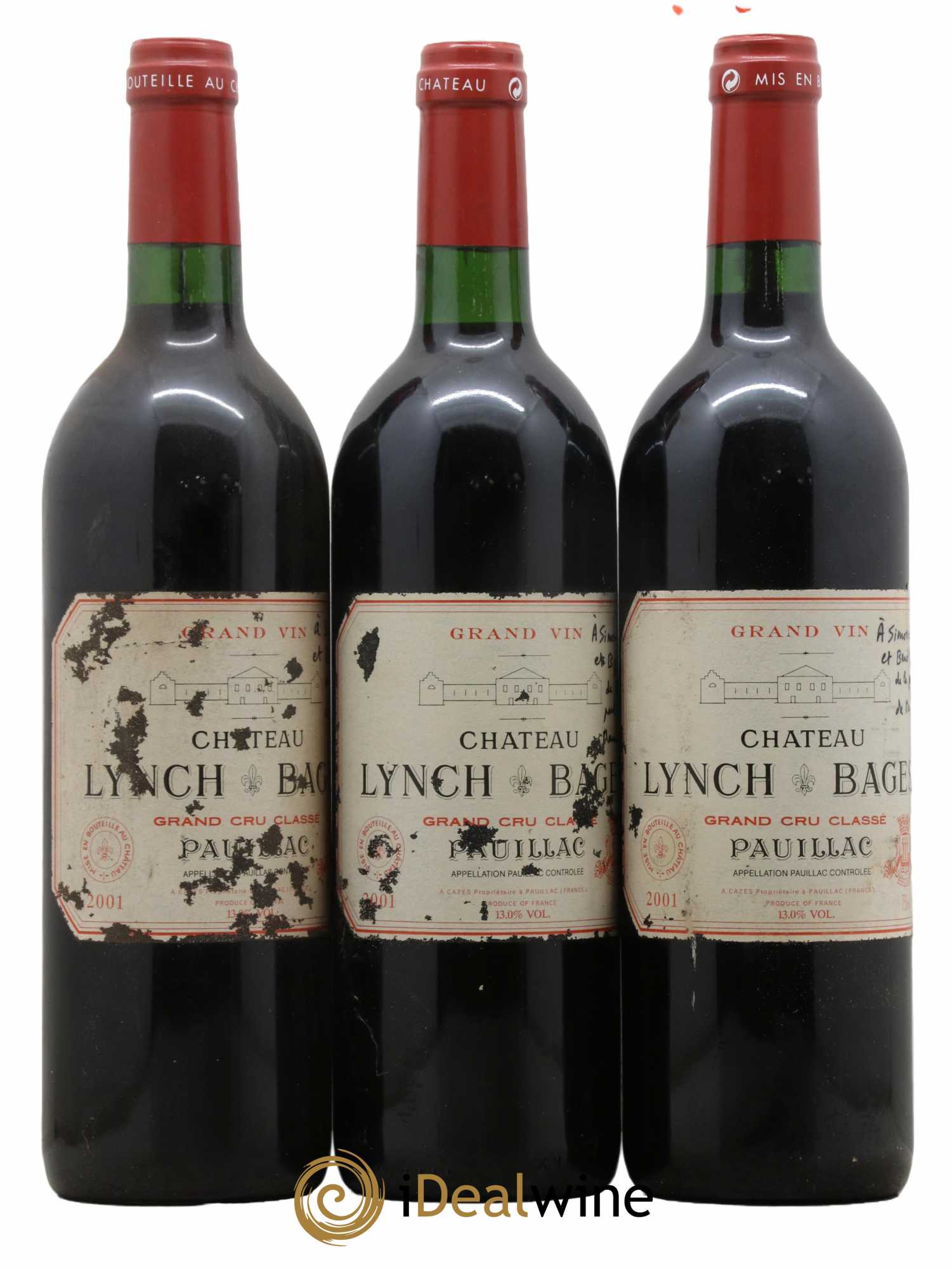 Château Lynch Bages 5ème Grand Cru Classé 2001 - Lot de 3 bouteilles - 0