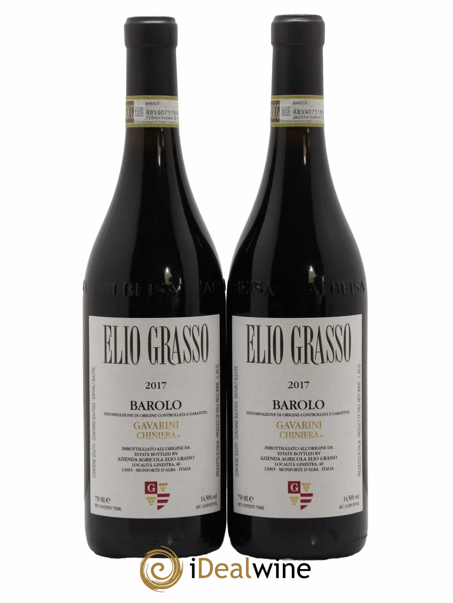 Barolo DOCG Gavarini Chiniera Elio Grasso 2017 - Lot de 2 bouteilles - 0