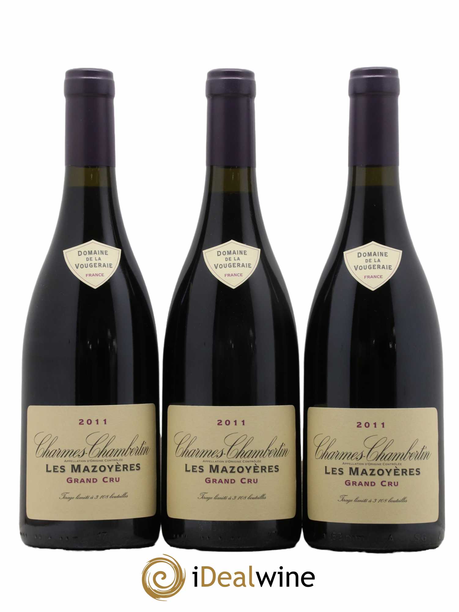 Charmes-Chambertin Grand Cru Les Mazoyères La Vougeraie 2011 - Lot de 3 bouteilles - 0