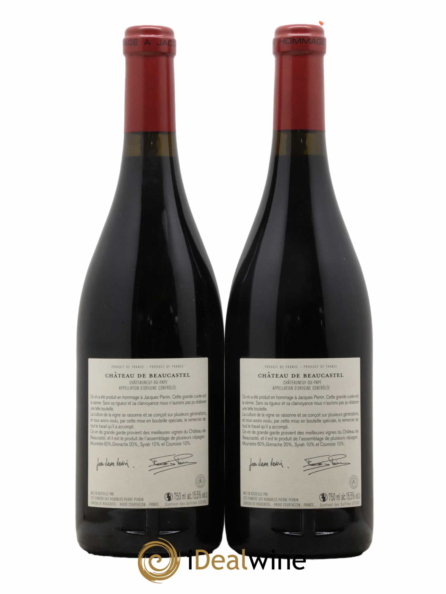 Châteauneuf-du-Pape Château de Beaucastel Hommage à Jacques Perrin Famille Perrin 2012 - Lot de 2 bouteilles - 1