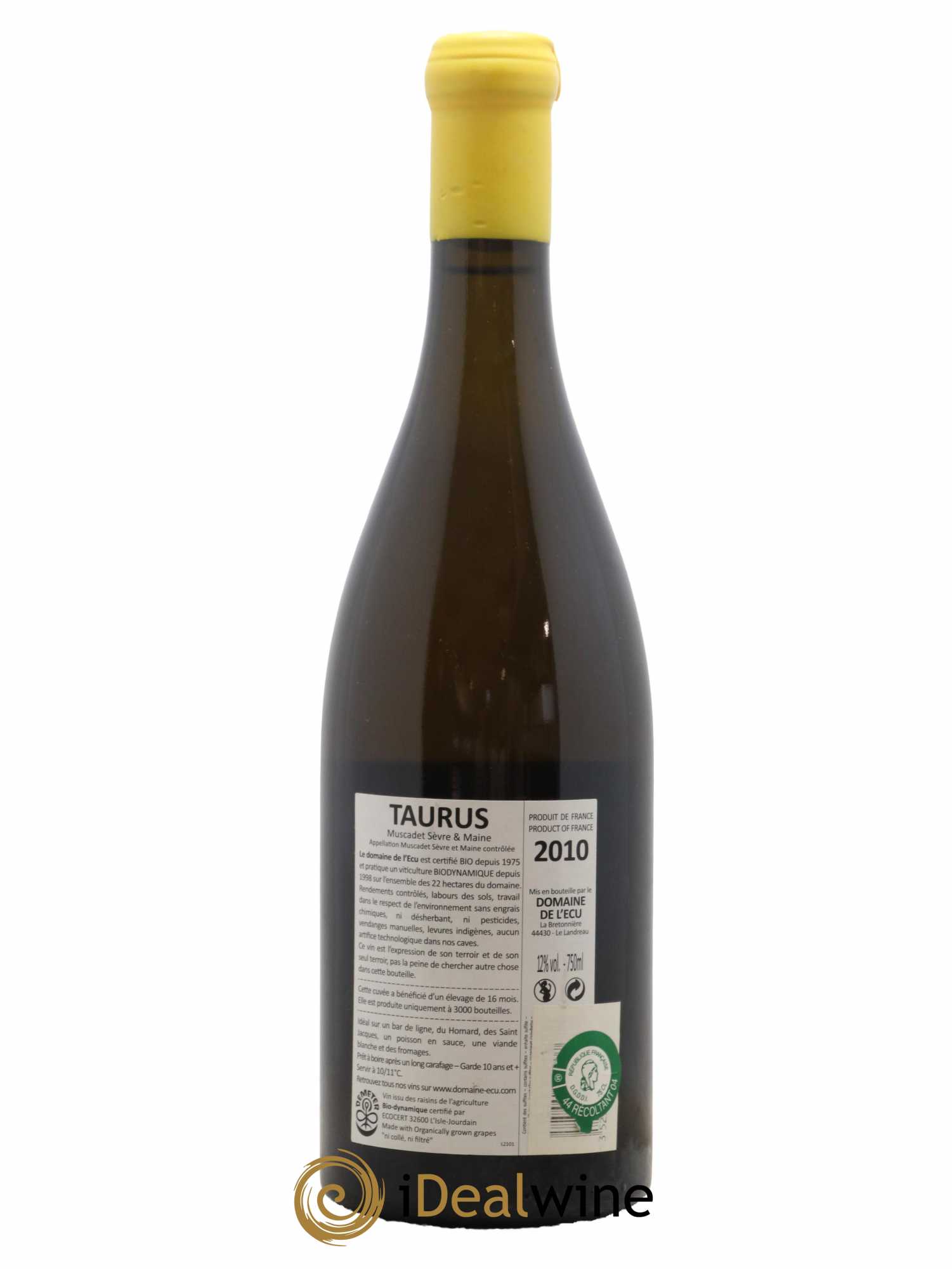 Vin de France (ex-Muscadet-Sèvre-et-Maine) Taurus Domaine de L'Ecu 2010 - Lot de 1 bouteille - 1