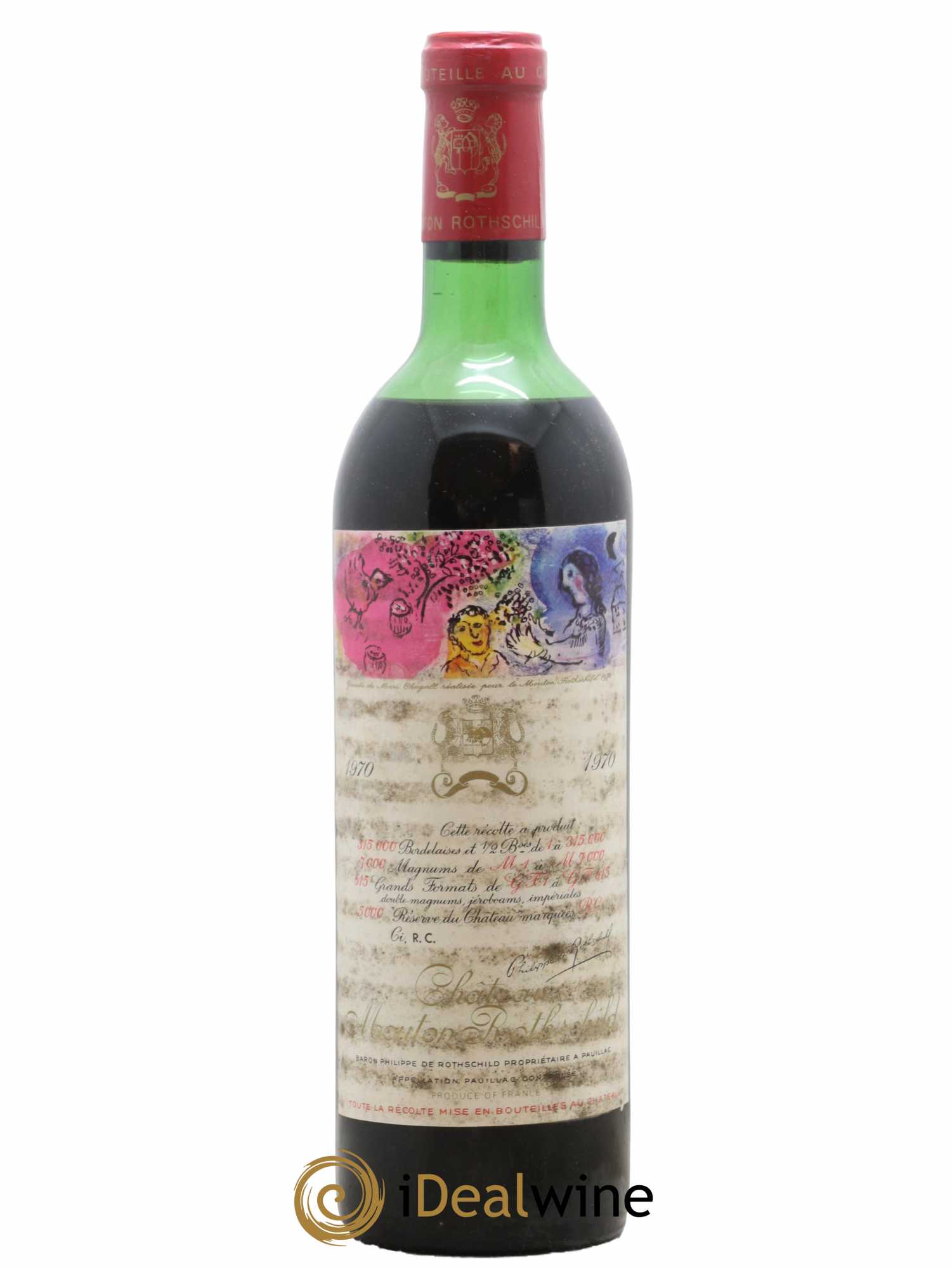 Château Mouton Rothschild 1er Grand Cru Classé 1970 - Lot de 1 bouteille - 0
