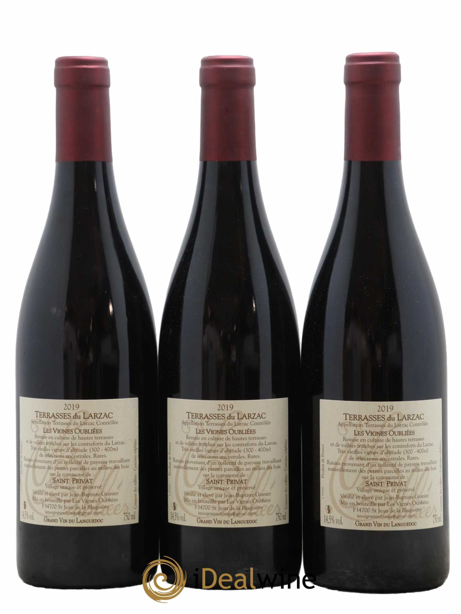 Terrasses du Larzac Les Vignes Oubliées Jean-Baptiste Granier 2019 - Lot de 3 bouteilles - 1