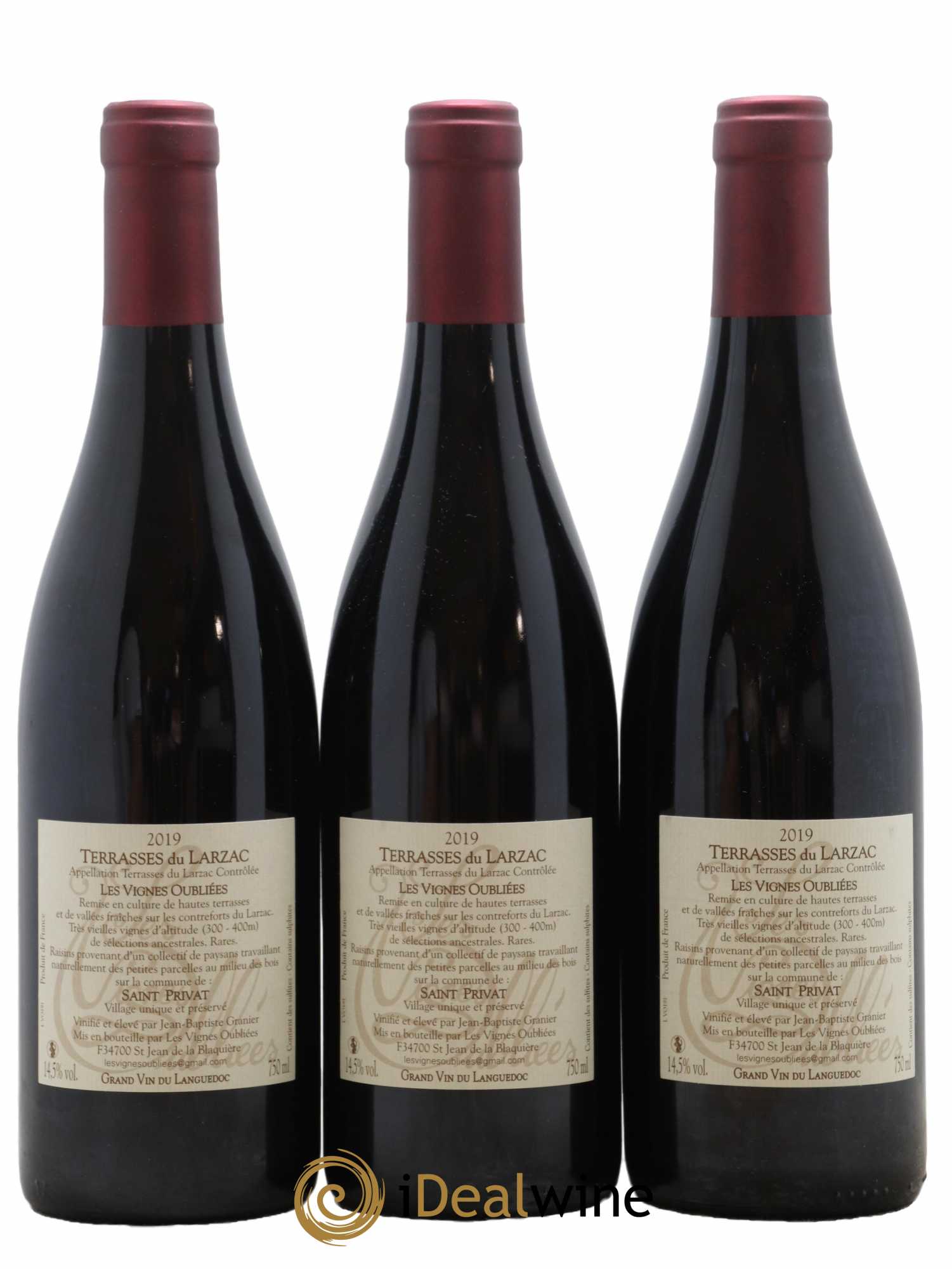 Terrasses du Larzac Les Vignes Oubliées Jean-Baptiste Granier 2019 - Lot de 3 bouteilles - 1