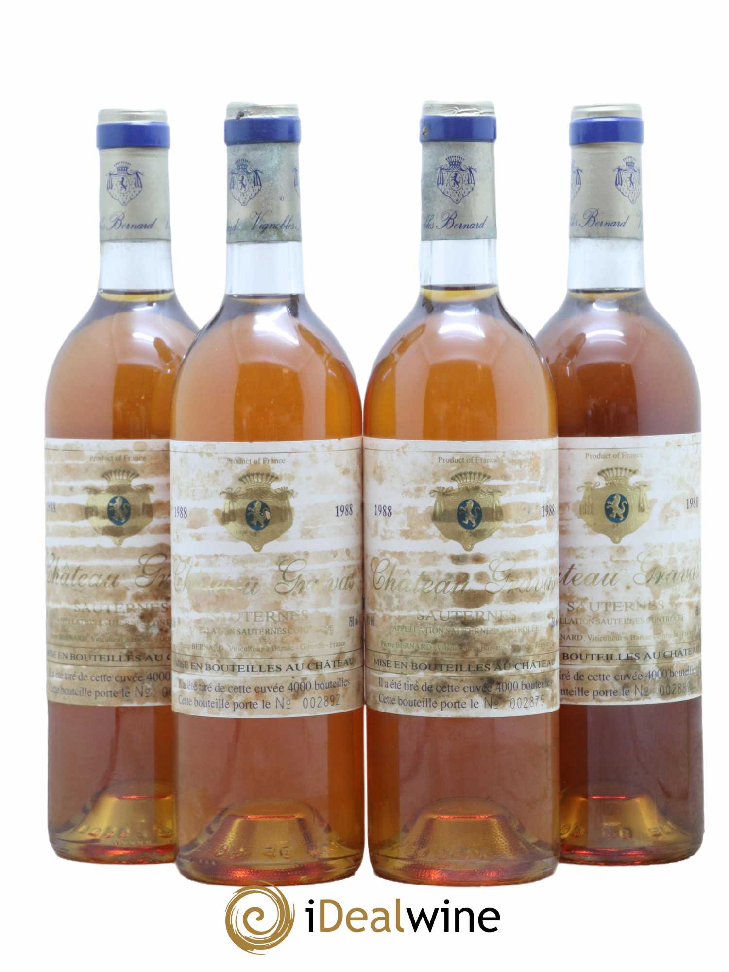 Château Gravas Cru Bourgeois 1988 - Lotto di 4 bottiglie - 0