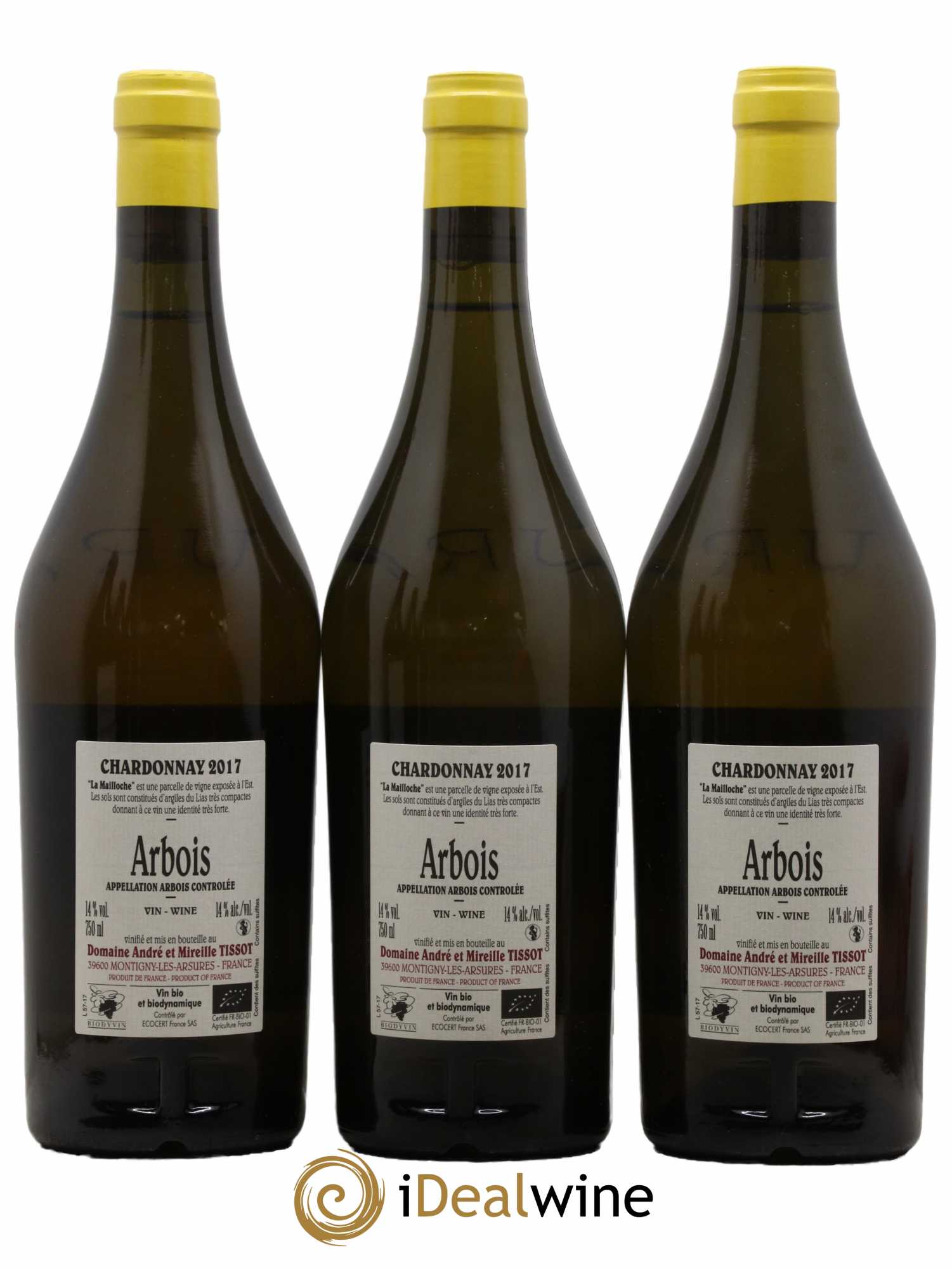 Arbois La Mailloche Bénédicte et Stéphane Tissot 2017 - Lot of 3 bottles - 1
