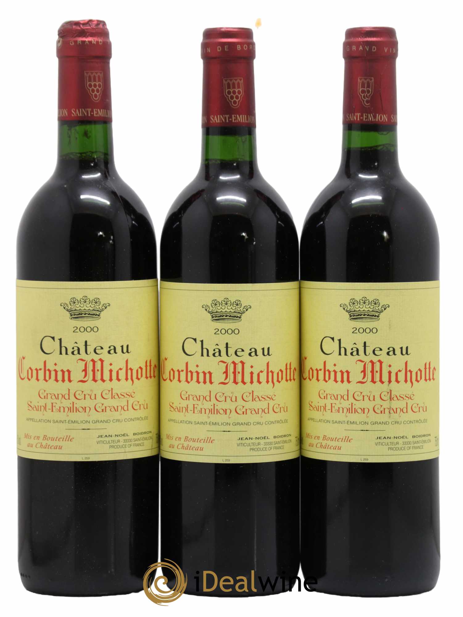 Château Corbin Michotte Grand Cru Classé 2000 - Lot de 3 bouteilles - 0