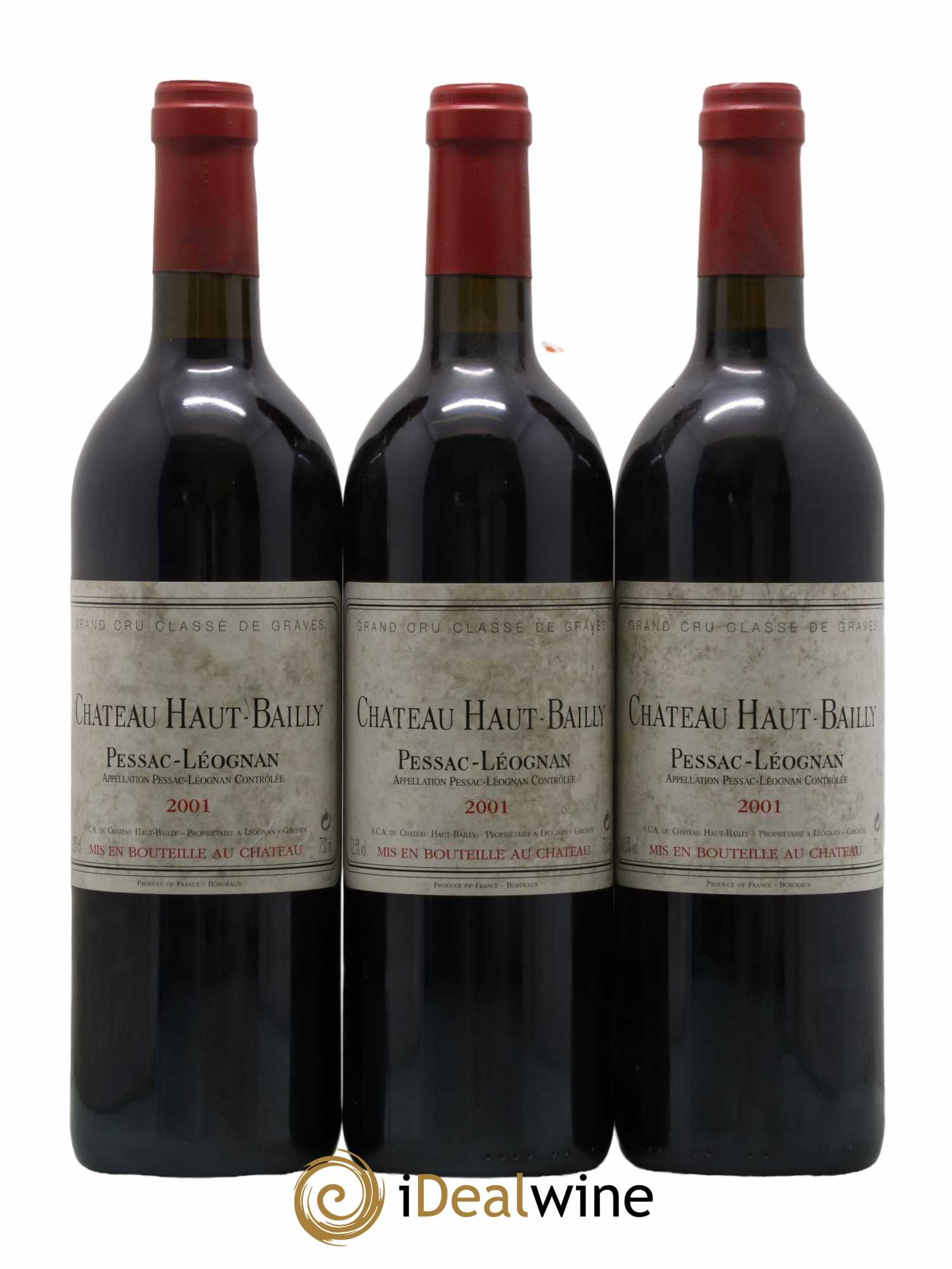 Château Haut-Bailly Cru Classé de Graves 2001 - Lot de 3 bouteilles - 0