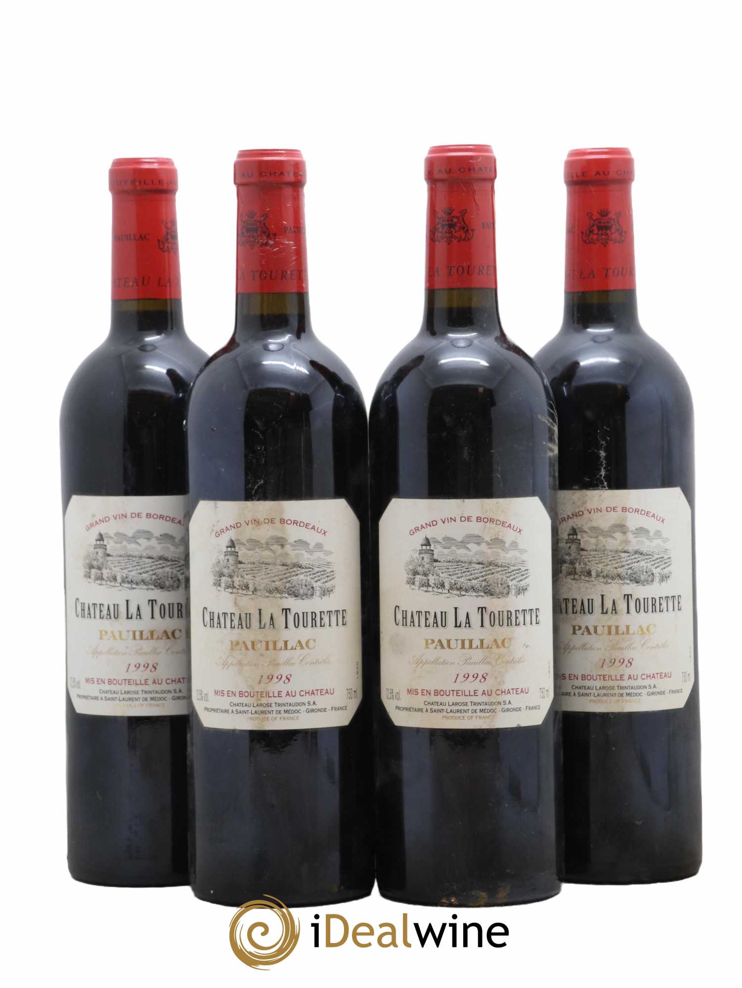 Pauillac Château La Tourette 1998 - Lot de 4 bouteilles - 0