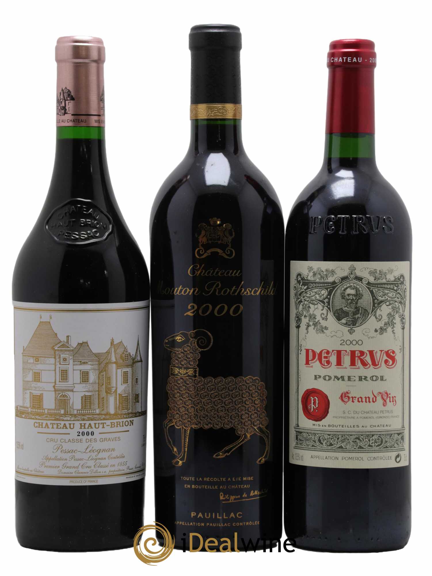 Caisse Duclot Château Ausone, Château Lafite Rothschild, Château Margaux,Château Haut-Brion, Château Mouton Rothschild, Château Petrus, Château La Mission Haut-Brion, Château Latour, Château Cheval Blanc 2000 - Lot of 9 bottles - 3