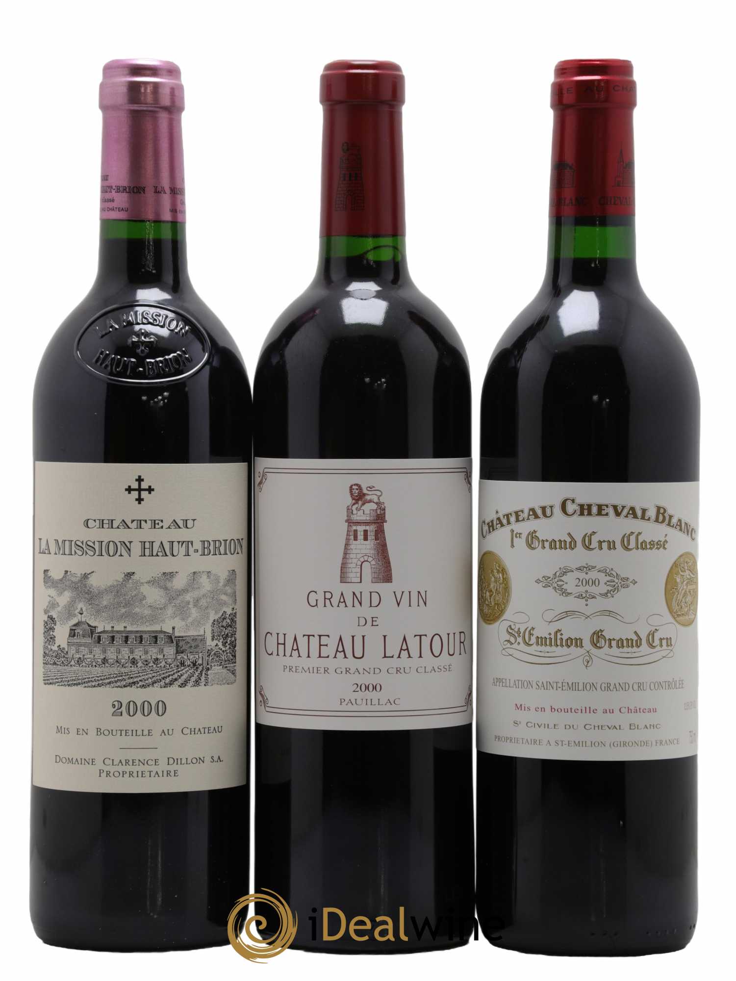 Caisse Duclot Château Ausone, Château Lafite Rothschild, Château Margaux,Château Haut-Brion, Château Mouton Rothschild, Château Petrus, Château La Mission Haut-Brion, Château Latour, Château Cheval Blanc 2000 - Lot of 9 bottles - 5