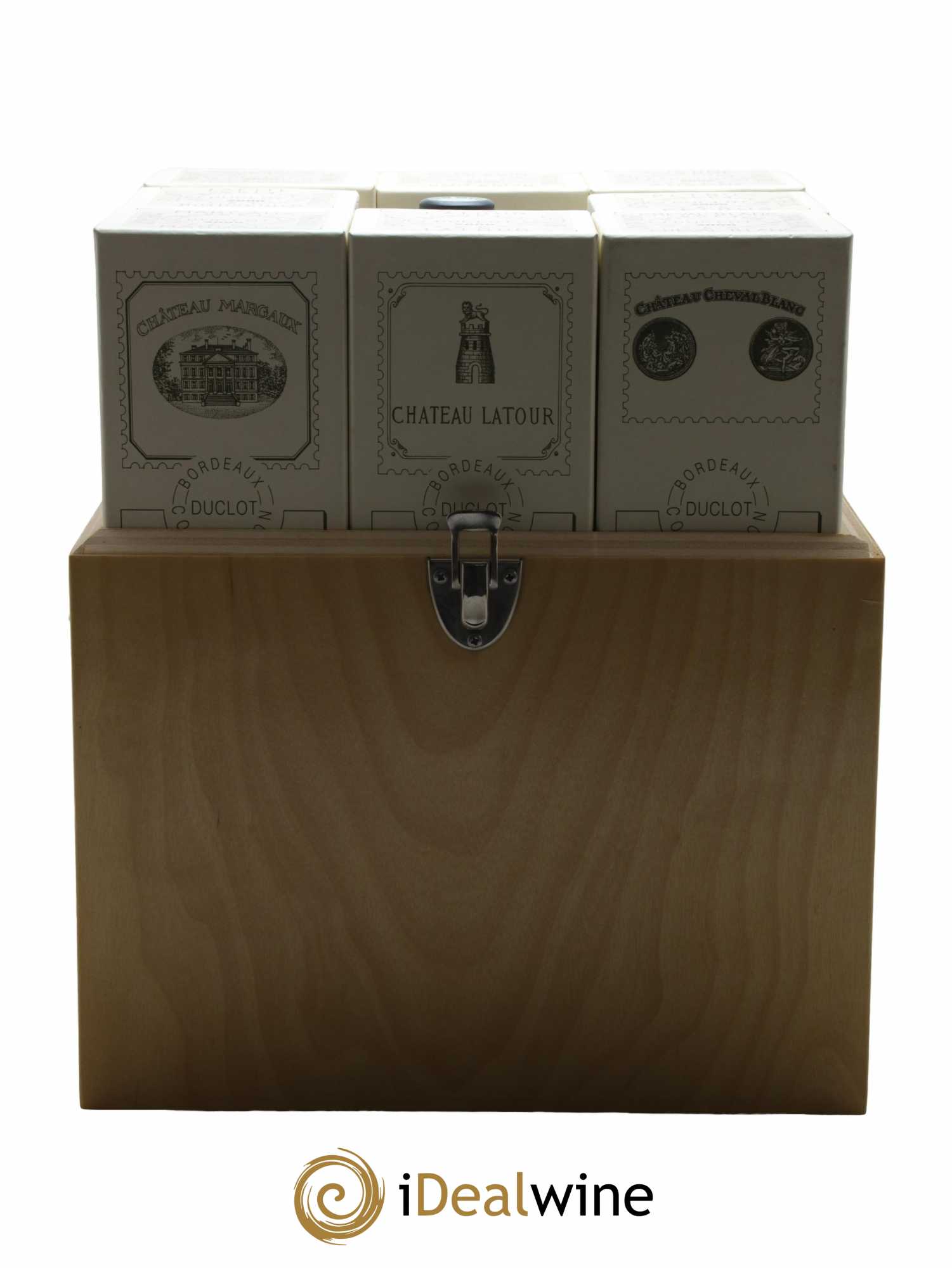 Caisse Duclot Château Ausone, Château Lafite Rothschild, Château Margaux,Château Haut-Brion, Château Mouton Rothschild, Château Petrus, Château La Mission Haut-Brion, Château Latour, Château Cheval Blanc 2000 - Lot of 9 bottles - 9