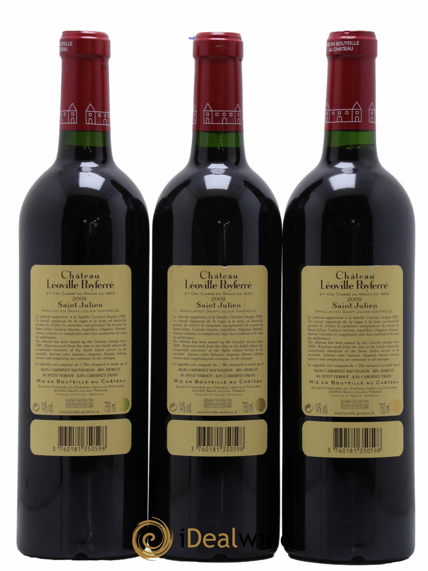 Château Léoville Poyferré 2ème Grand Cru Classé 2009 - Lot de 3 bouteilles - 1