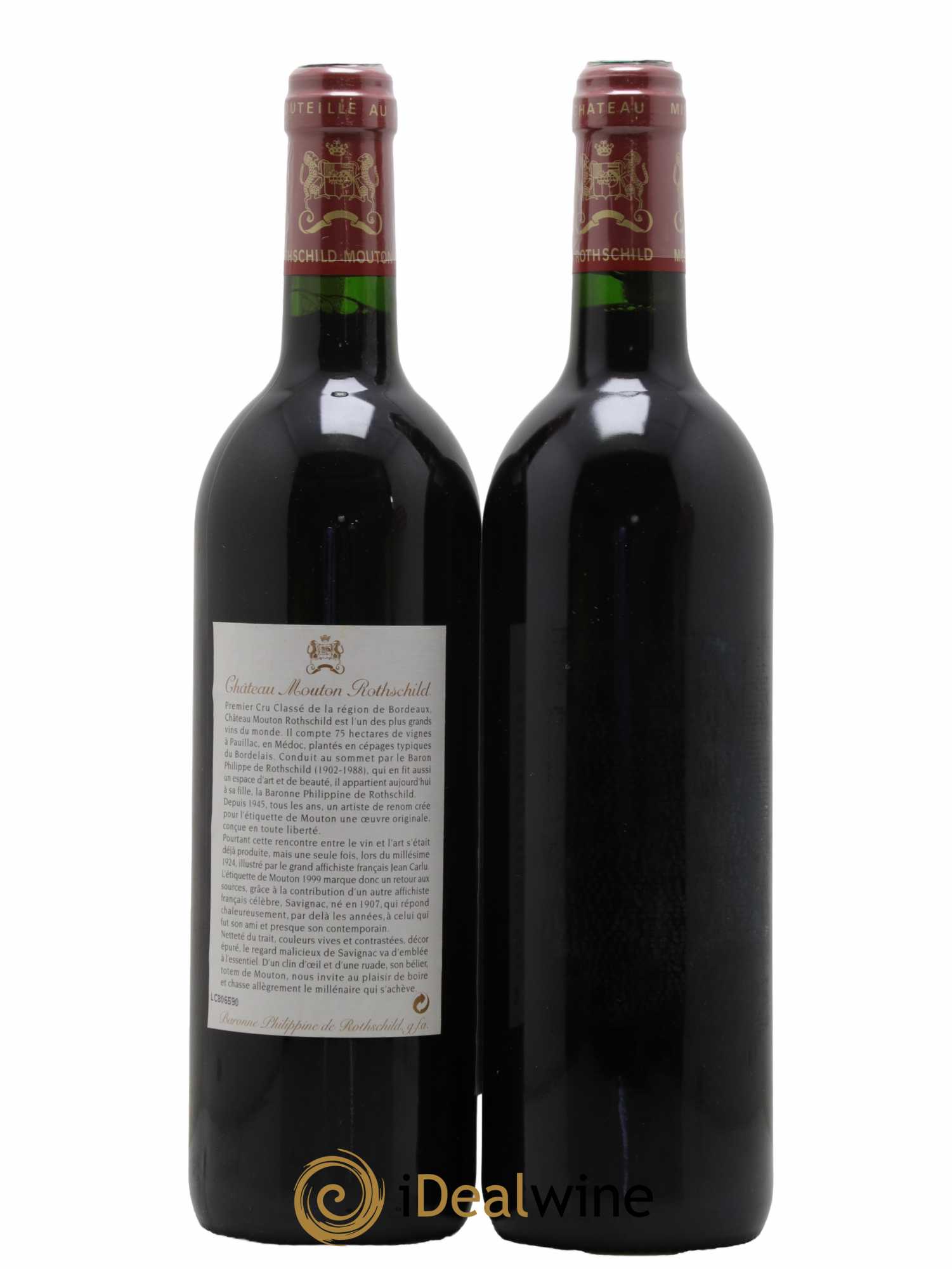 Château Mouton Rothschild 1er Grand Cru Classé 1999 - Lot de 2 bouteilles - 1