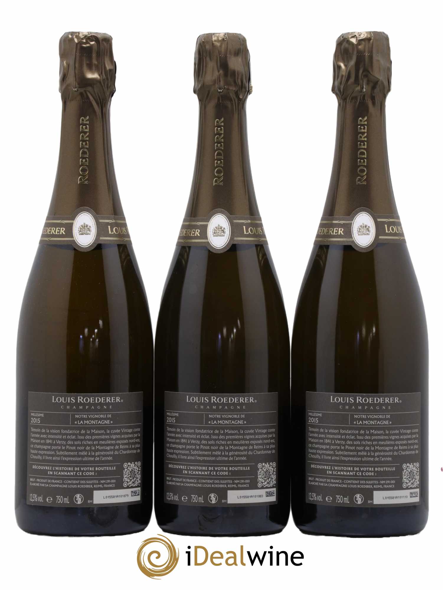 Champagne La Montagne Louis Roederer Vintage 2015 - Lot de 3 bouteilles - 1
