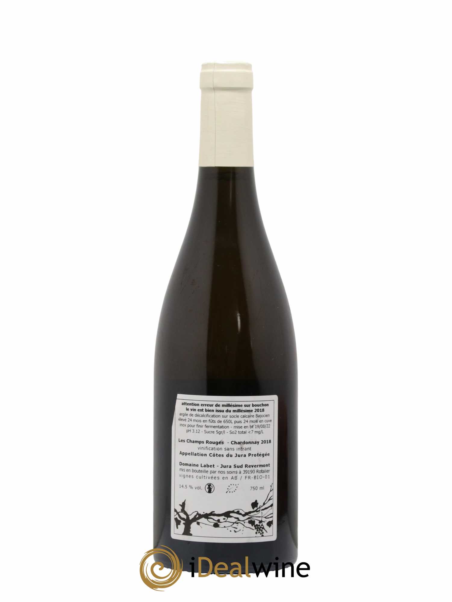Côtes du Jura Chardonnay Les Champs Rouges Romain - Julien - Charline Labet 2018 - Lot de 1 bouteille - 1
