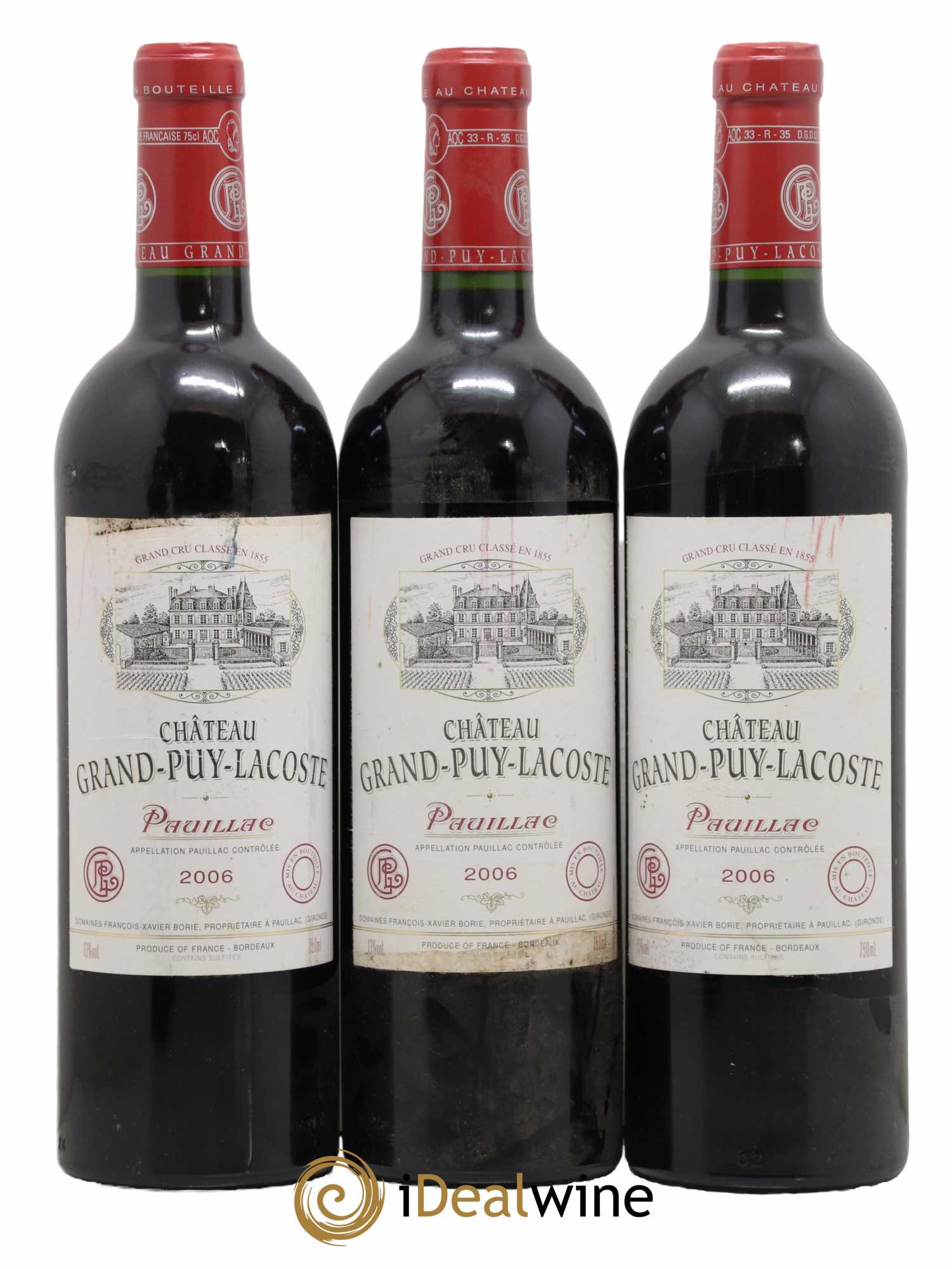 Château Grand Puy Lacoste 5ème Grand Cru Classé 2006 - Lot de 3 bouteilles - 0