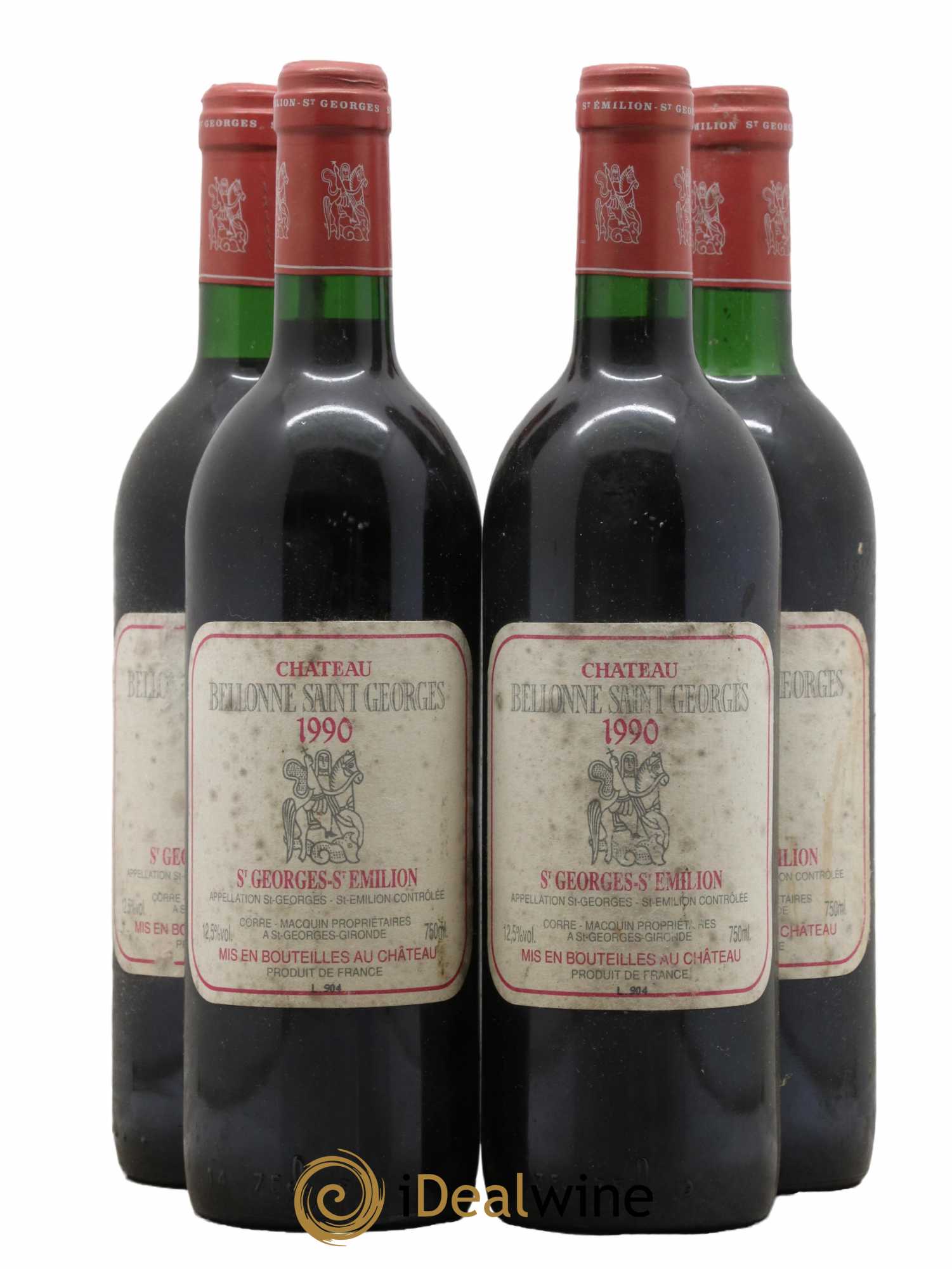 Bordeaux Saint Georges Saint Emilion Château Bellonne 1990 - Lot de 4 bouteilles - 0