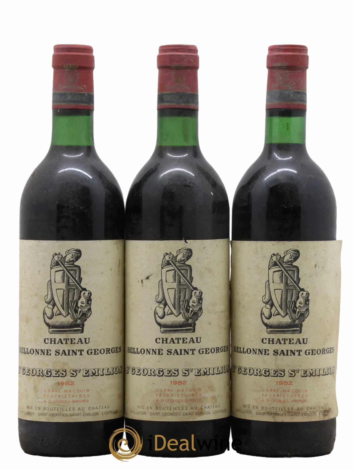 Bordeaux Saint Georges Saint Emilion Château Bellonne 1982 - Lot de 3 bouteilles - 0