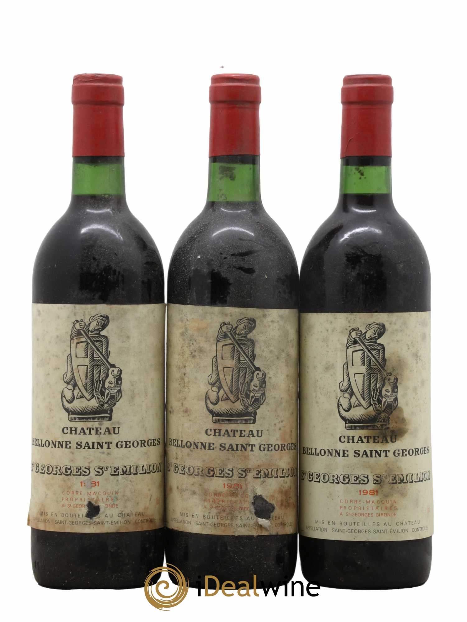 Bordeaux Saint Georges Saint Emilion Château Bellonne 1981 - Lot de 3 bouteilles - 0