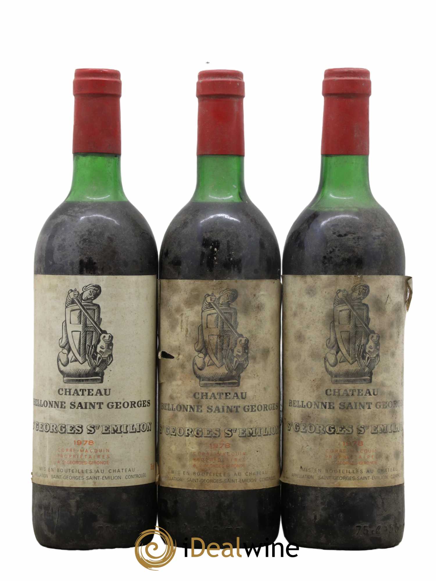 Bordeaux Saint Georges Saint Emilion Château Bellonne 1978 - Lot de 3 bouteilles - 0