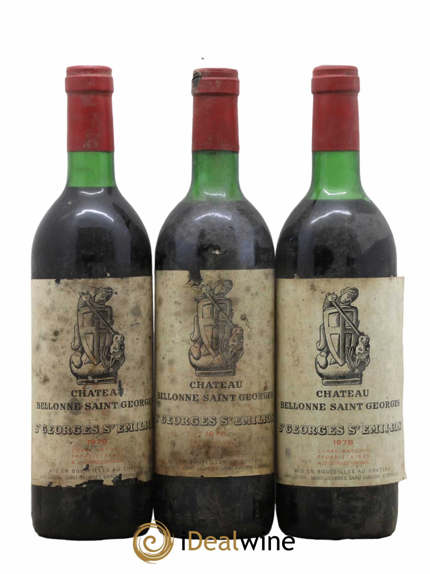 Bordeaux Saint Georges Saint Emilion Château Bellonne 1978 - Lot de 3 bouteilles - 0