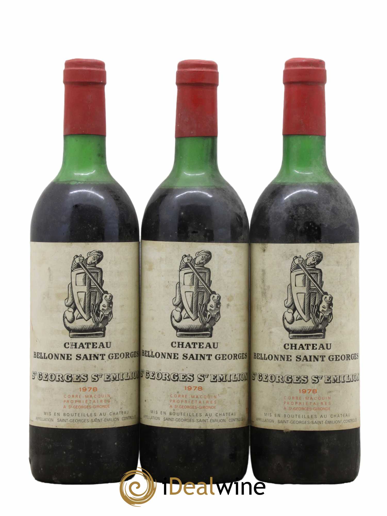 Bordeaux Saint Georges Saint Emilion Château Bellonne 1978 - Lot de 3 bouteilles - 0
