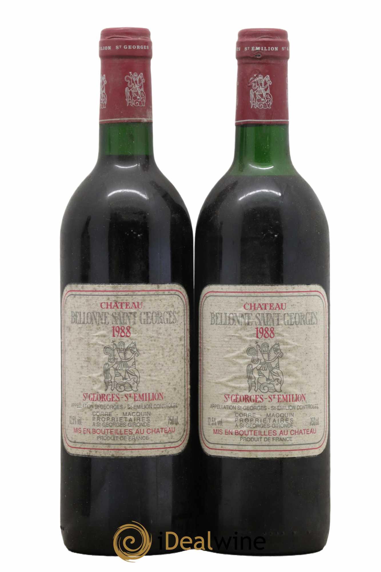 Bordeaux Saint Georges Saint Emilion Château Bellonne 1988 - Lot de 2 bouteilles - 0