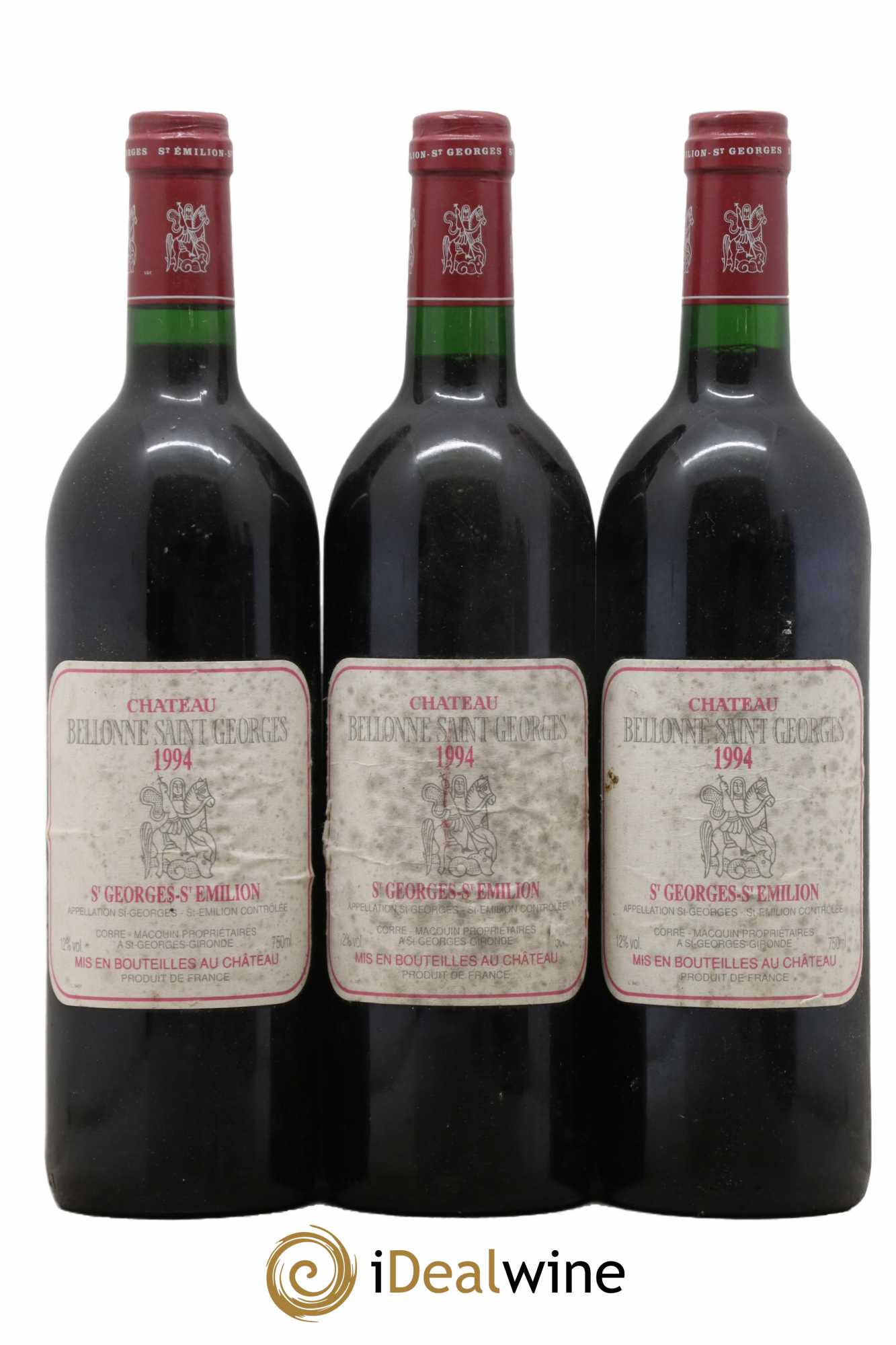 Bordeaux Saint Georges Saint Emilion Château Bellonne 1994 - Lot de 3 bouteilles - 0