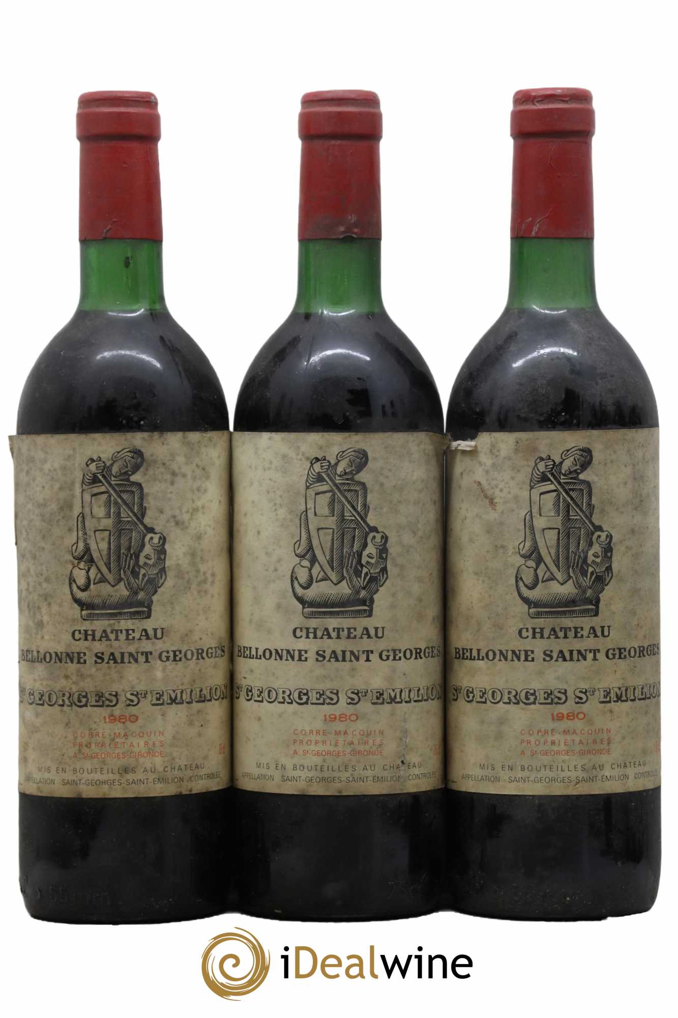Bordeaux Saint Georges Saint Emilion Château Bellonne 1980 - Lot de 3 bouteilles - 0