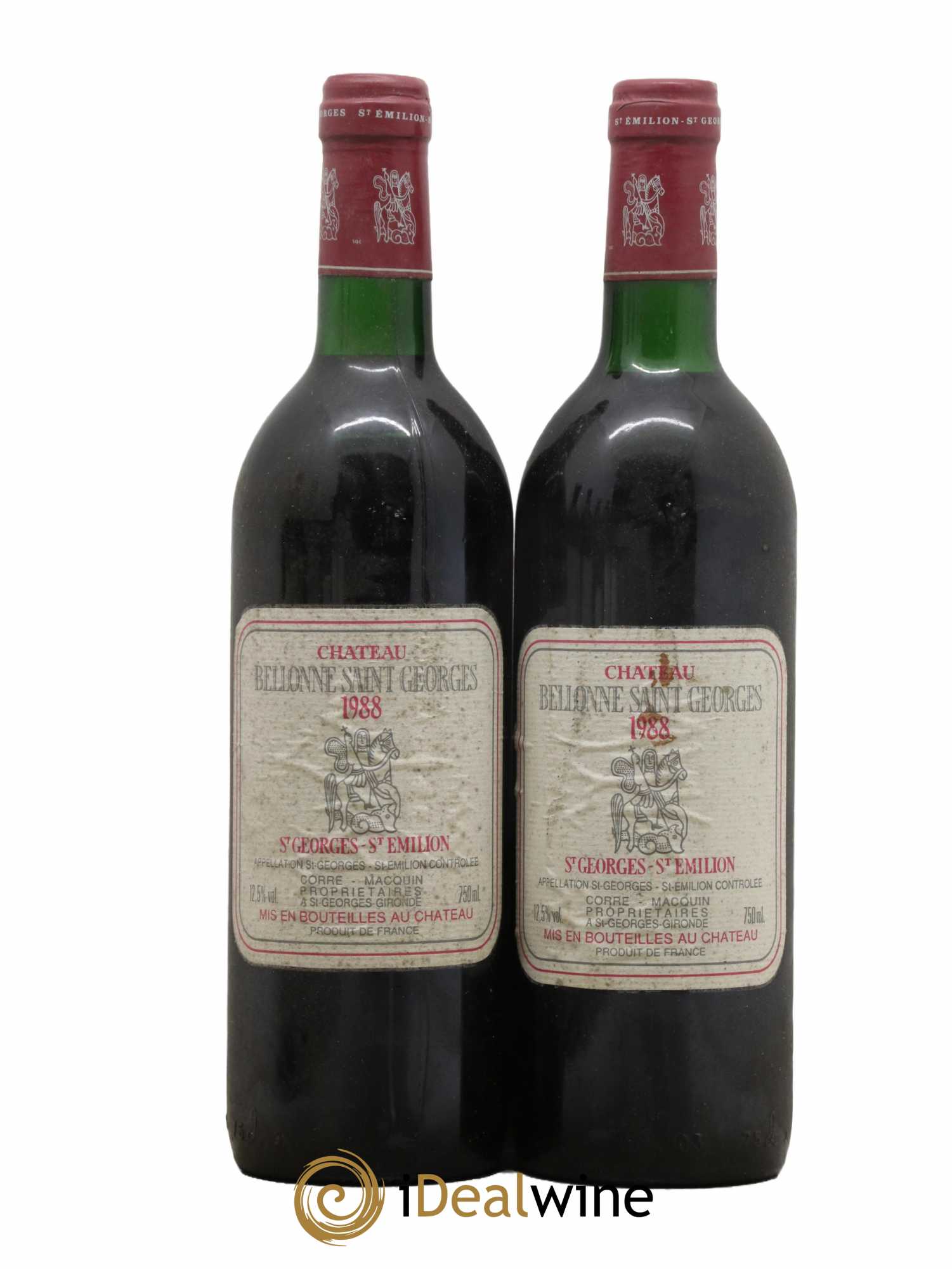 Bordeaux Saint Georges Saint Emilion Château Bellonne 1988 - Lot de 2 bouteilles - 0