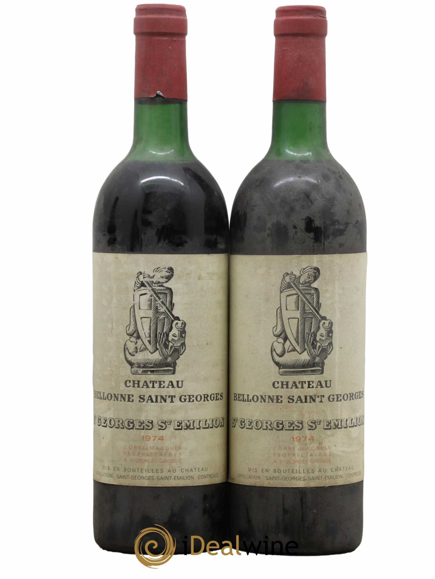 Bordeaux Saint Georges Saint Emilion Château Bellonne 1974 - Lot de 2 bouteilles - 0