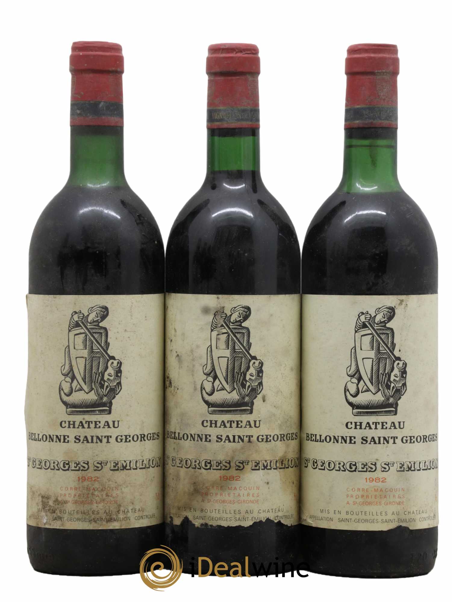 Bordeaux Saint Georges Saint Emilion Château Bellonne 1982 - Lot de 3 bouteilles - 0