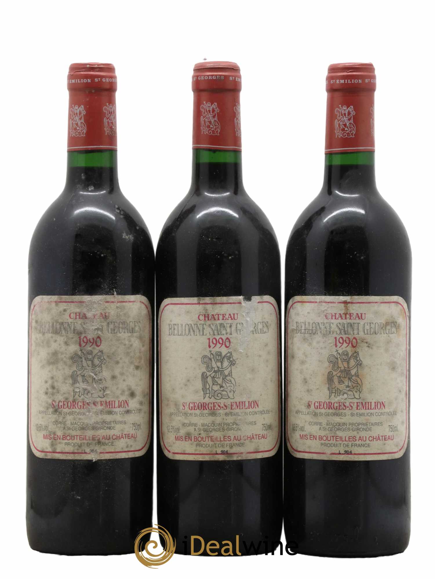 Bordeaux Saint Georges Saint Emilion Château Bellonne 1990 - Lot de 3 bouteilles - 0
