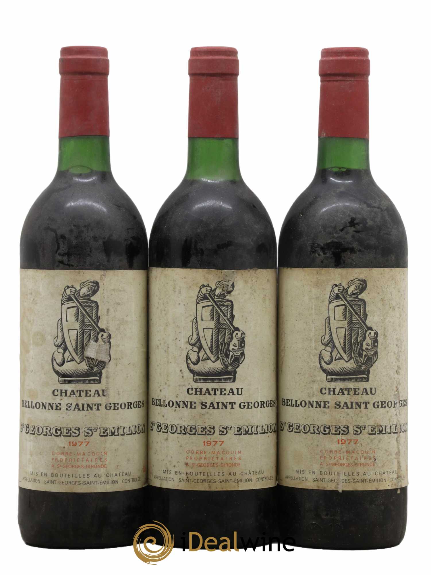 Bordeaux Saint Georges Saint Emilion Château Bellonne 1977 - Lot de 3 bouteilles - 0
