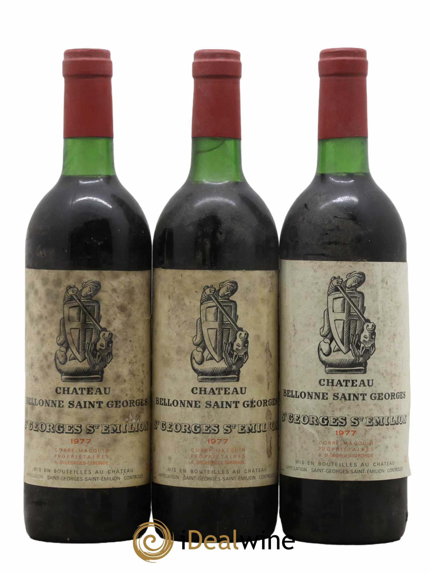 Bordeaux Saint Georges Saint Emilion Château Bellonne 1977 - Lot de 3 bouteilles - 0