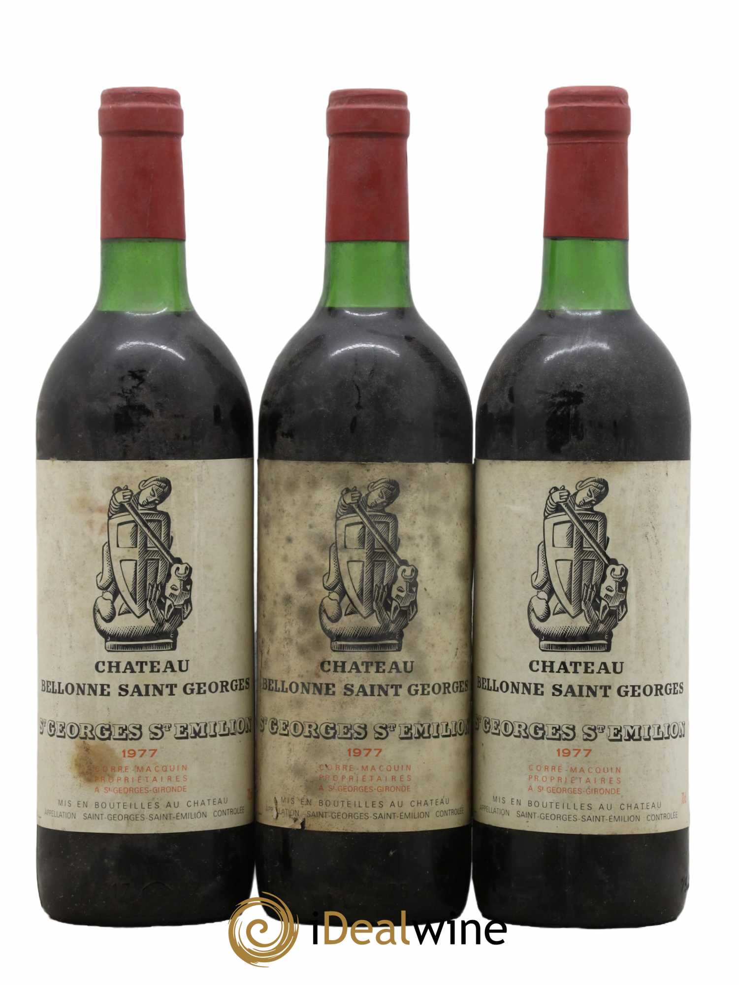 Bordeaux Saint Georges Saint Emilion Château Bellonne 1977 - Lot de 3 bouteilles - 0