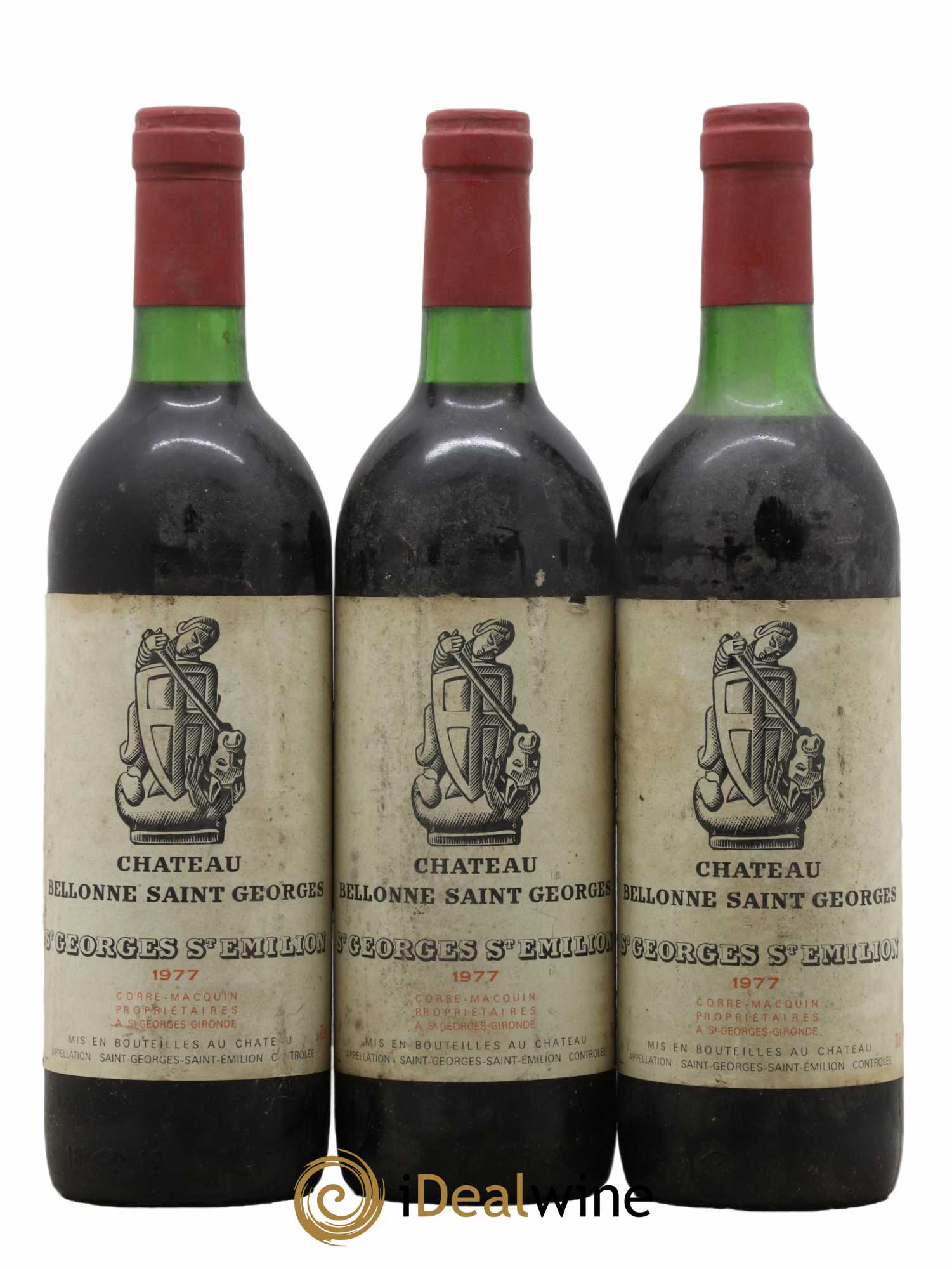 Bordeaux Saint Georges Saint Emilion Château Bellonne 1977 - Lot de 3 bouteilles - 0