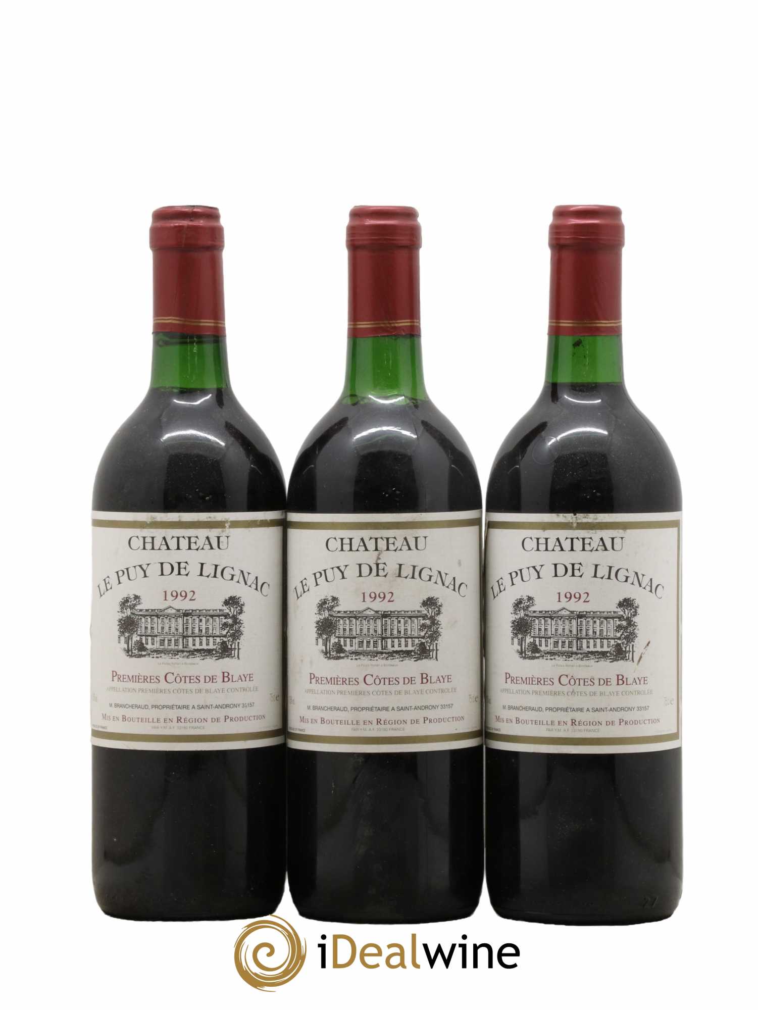 Bordeaux Château Le Puy de Lignac 1992 - Lot de 3 bouteilles - 0