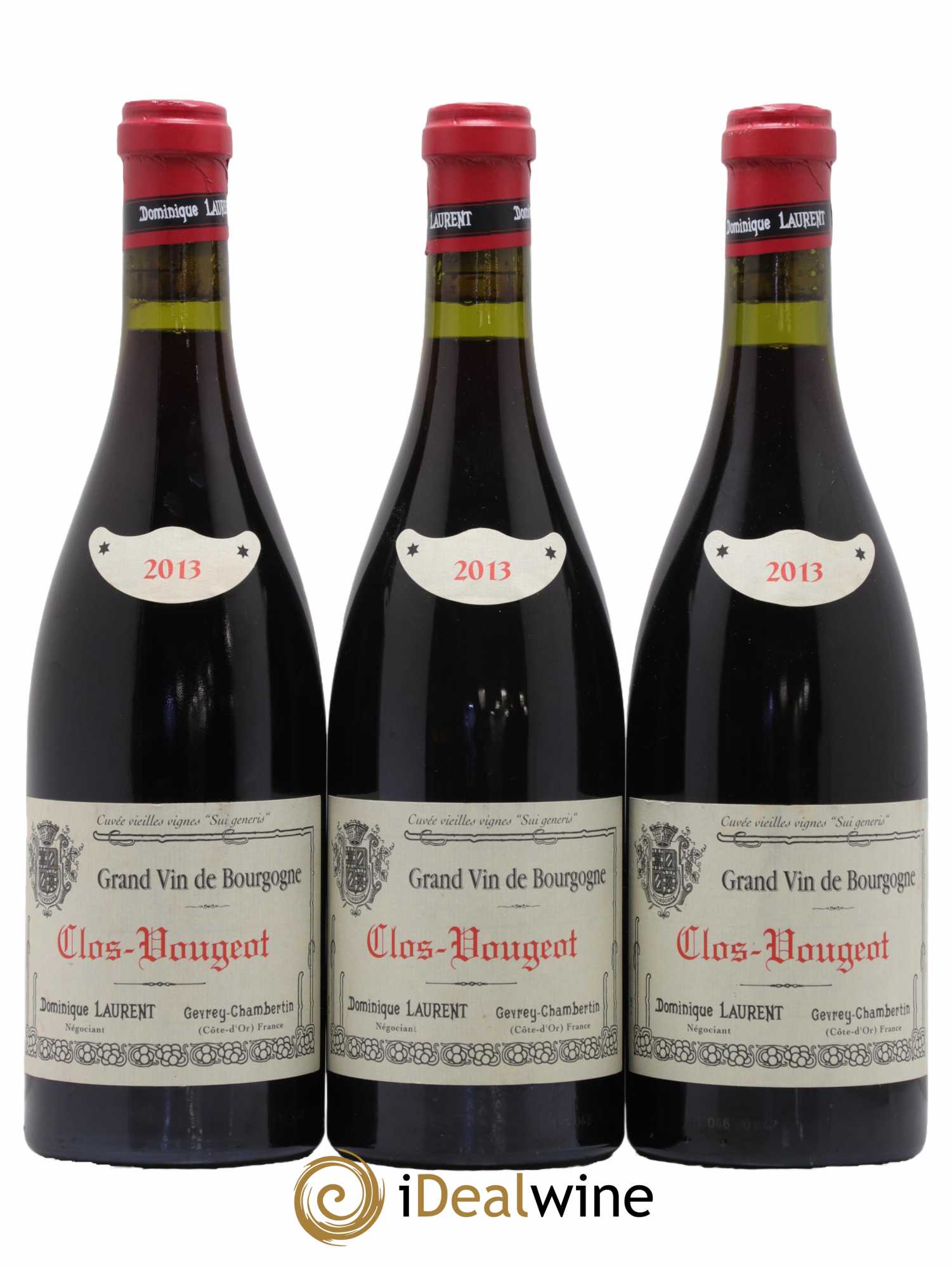 Clos de Vougeot Grand Cru Vieilles vignes Sui Generis Dominique Laurent 2013 - Lot de 3 bouteilles - 0