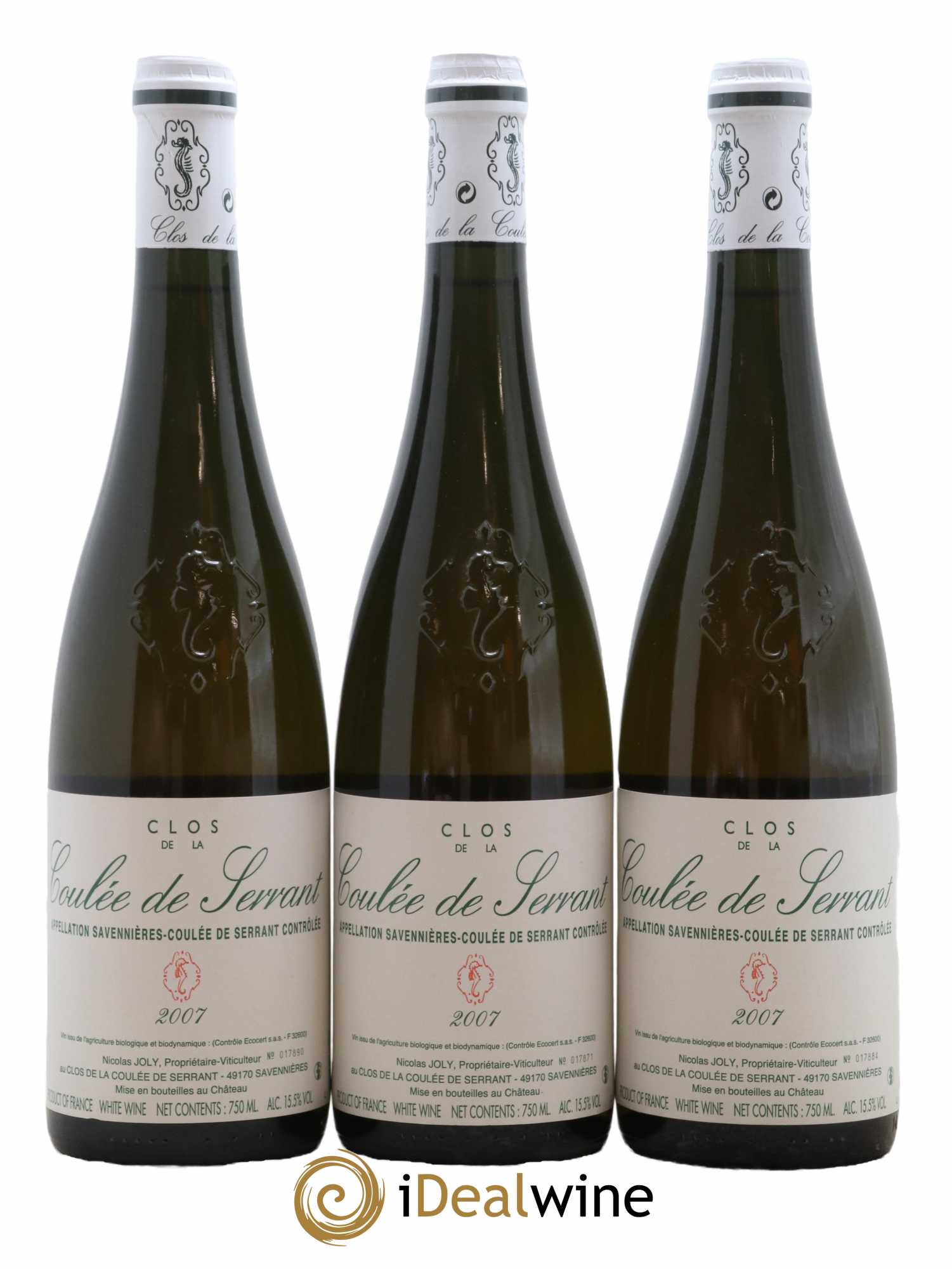 Savennières Clos de la Coulée de Serrant Vignobles de la Coulée de Serrant - Nicolas Joly 2007 - Lot de 3 bouteilles - 0