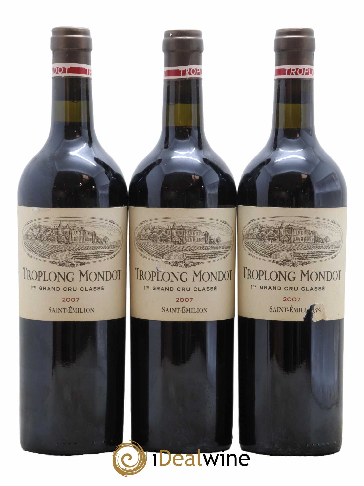 Château Troplong Mondot 1er Grand Cru Classé B 2007 - Lot de 3 bouteilles - 0