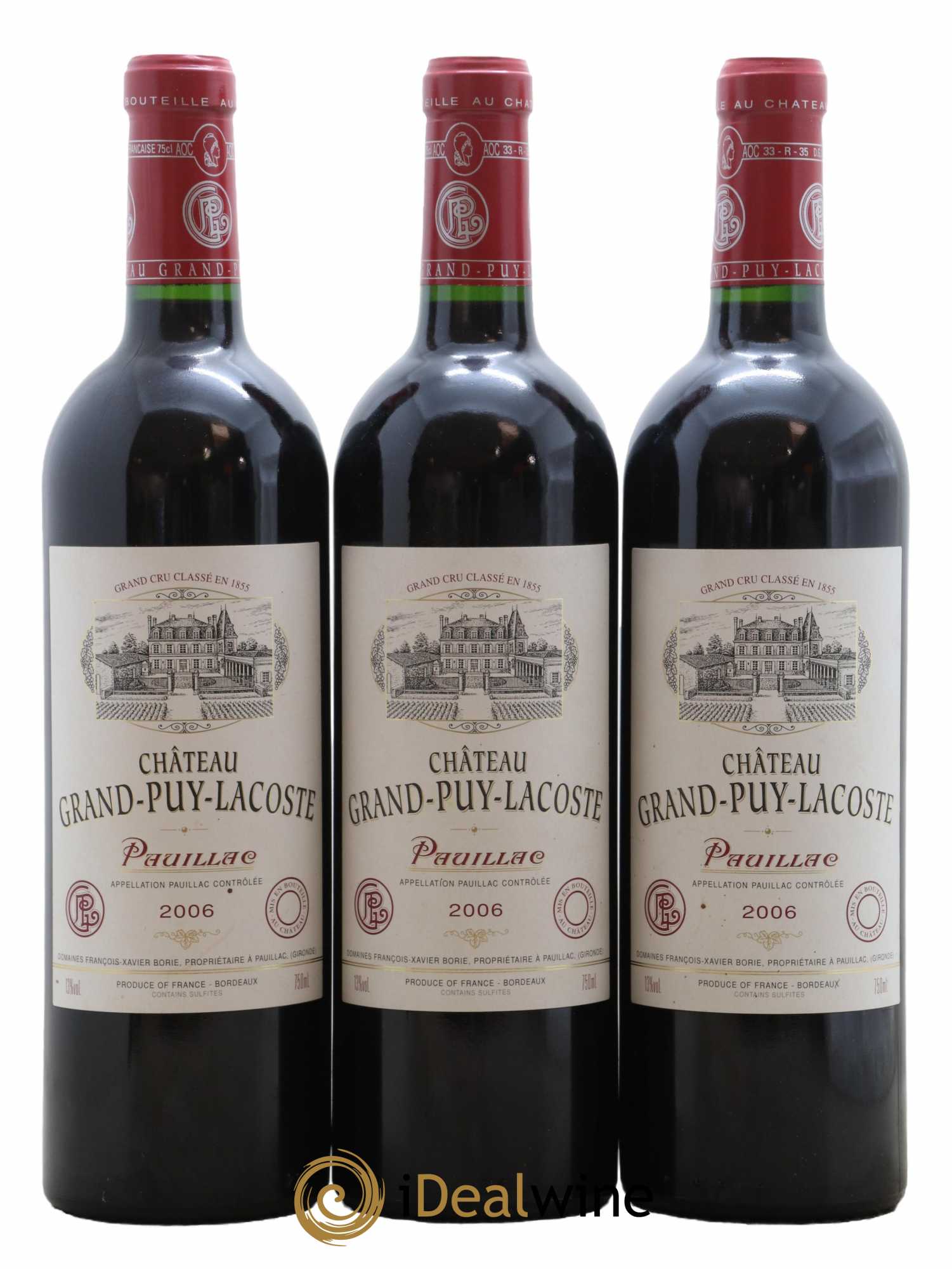Château Grand Puy Lacoste 5ème Grand Cru Classé 2006 - Lot de 3 bouteilles - 0