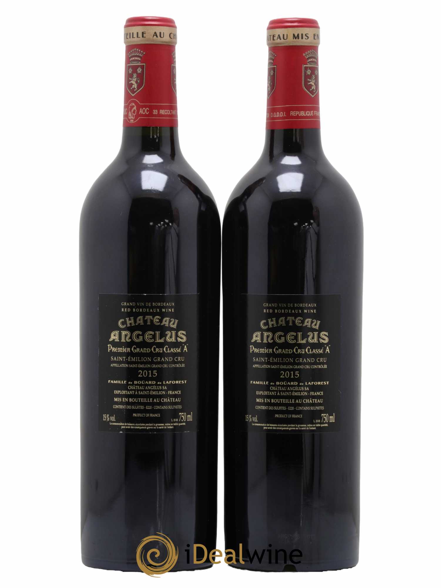 Château Angélus 1er Grand Cru Classé A 2015 - Lot de 2 bouteilles - 1