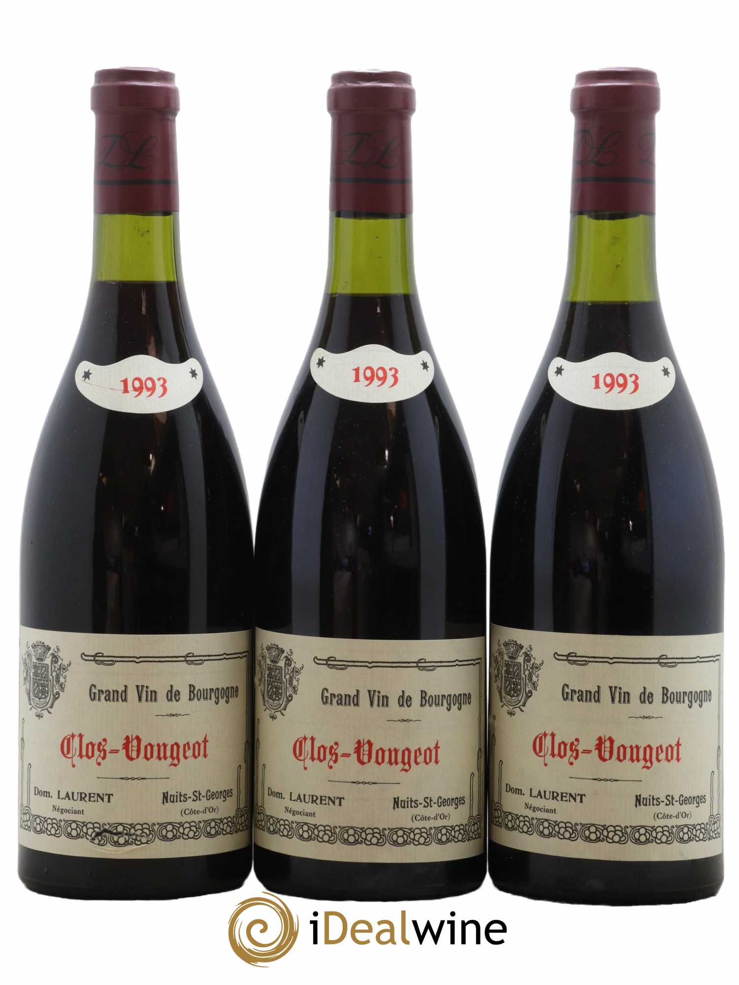 Clos de Vougeot Grand Cru Dominique Laurent 1993 - Lot de 3 bouteilles - 0