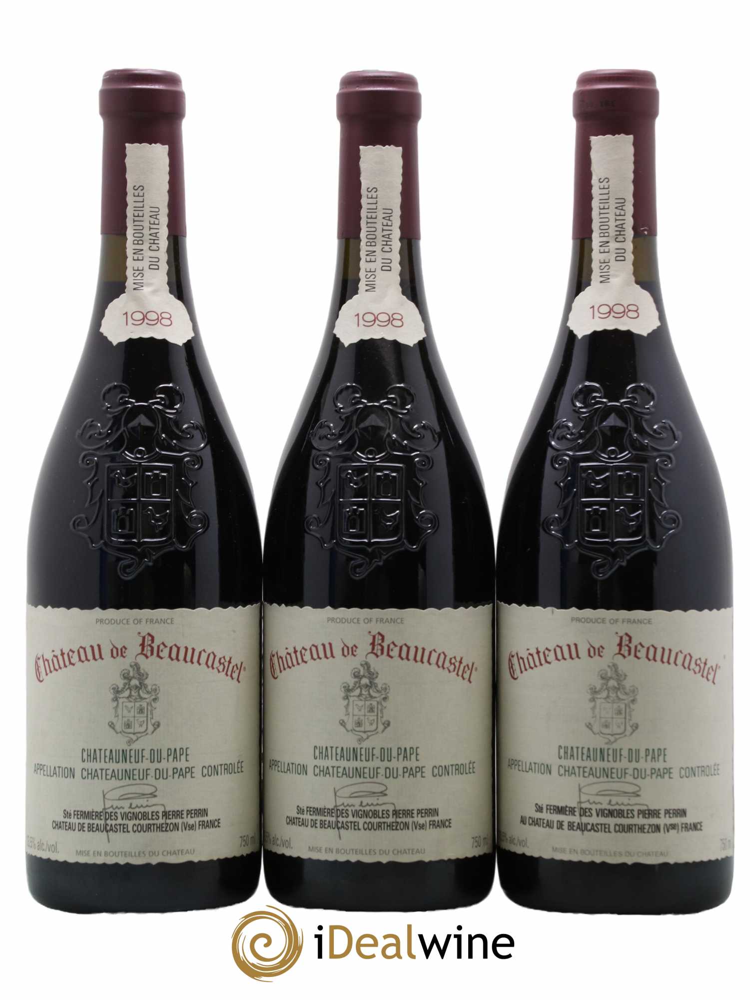 Châteauneuf-du-Pape Château de Beaucastel Famille Perrin 1998 - Lot de 3 bouteilles - 0