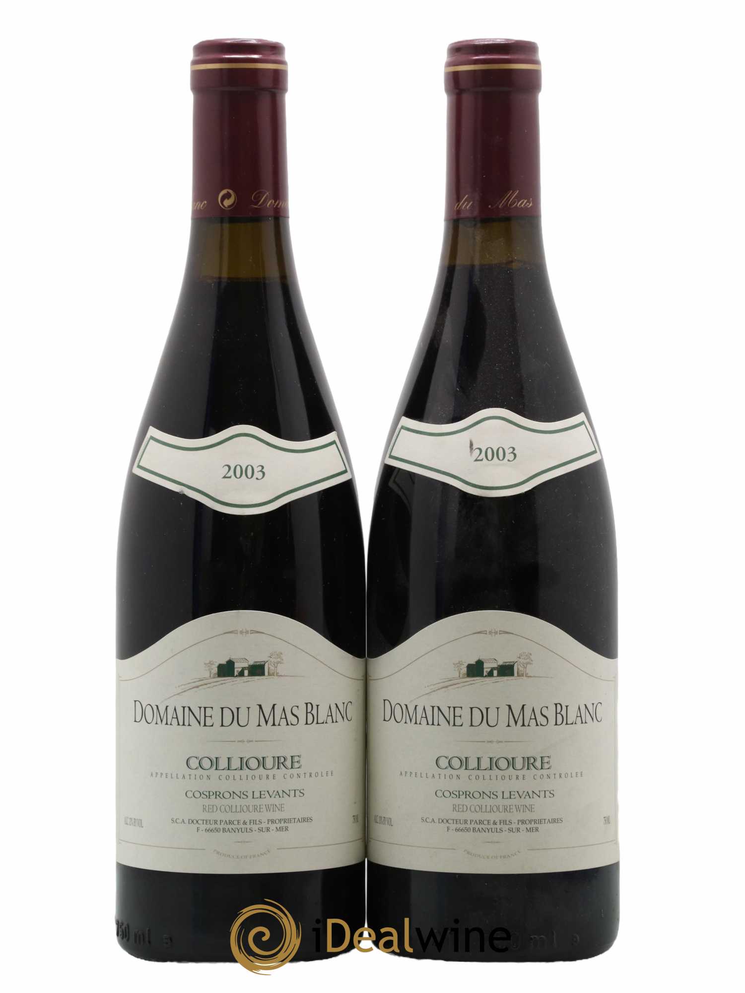 Collioure Cosprons Levants Mas Blanc 2003 - Lot de 2 bouteilles - 0