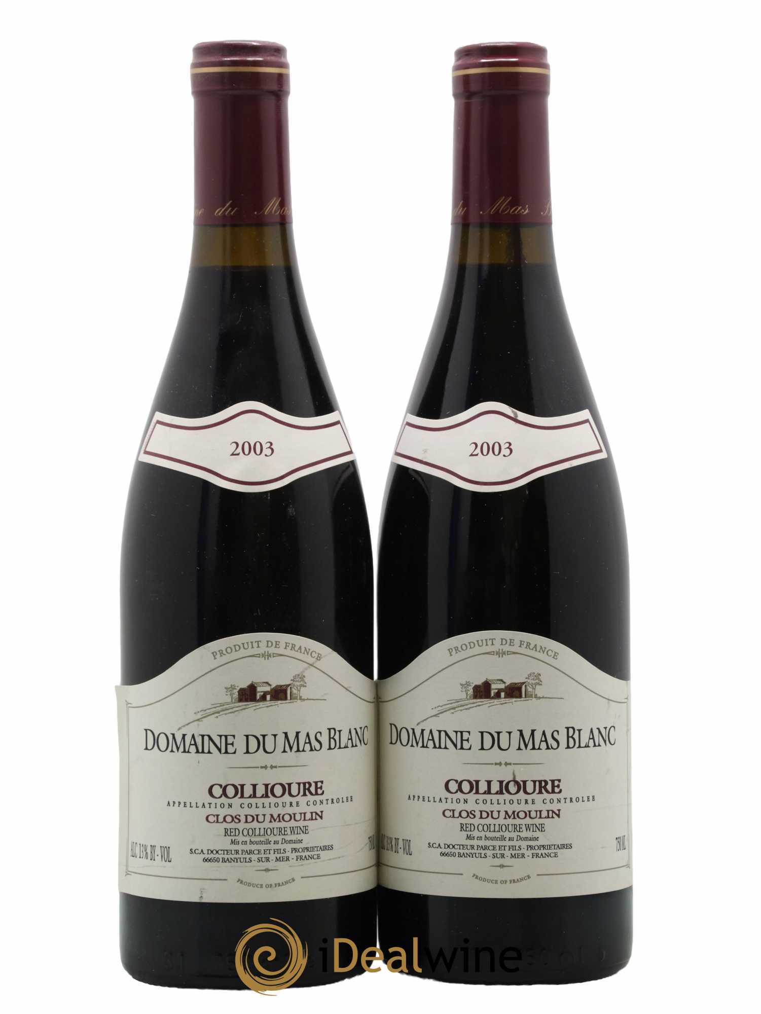 Collioure Clos du Moulin Mas Blanc 2003 - Lot de 2 bouteilles - 0